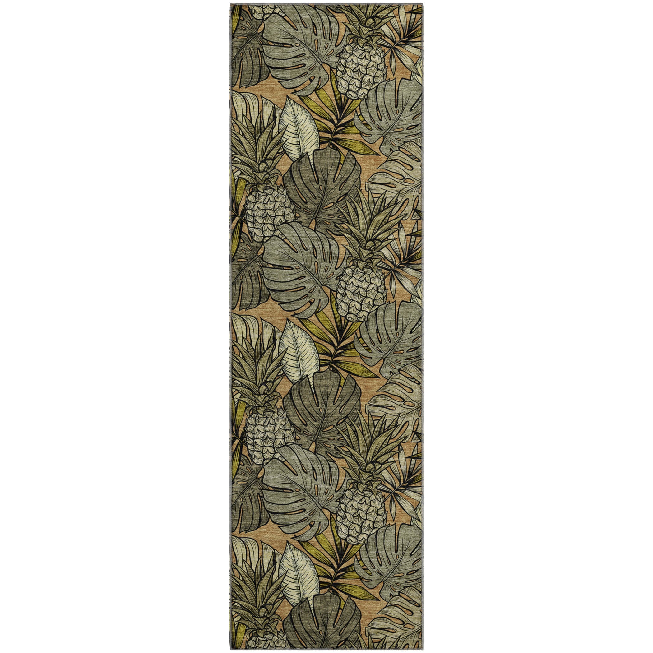 Chiang Mai Machine Washable Tropical Baja Brown Rug 2'3" x 7'6" #shape_Runner
