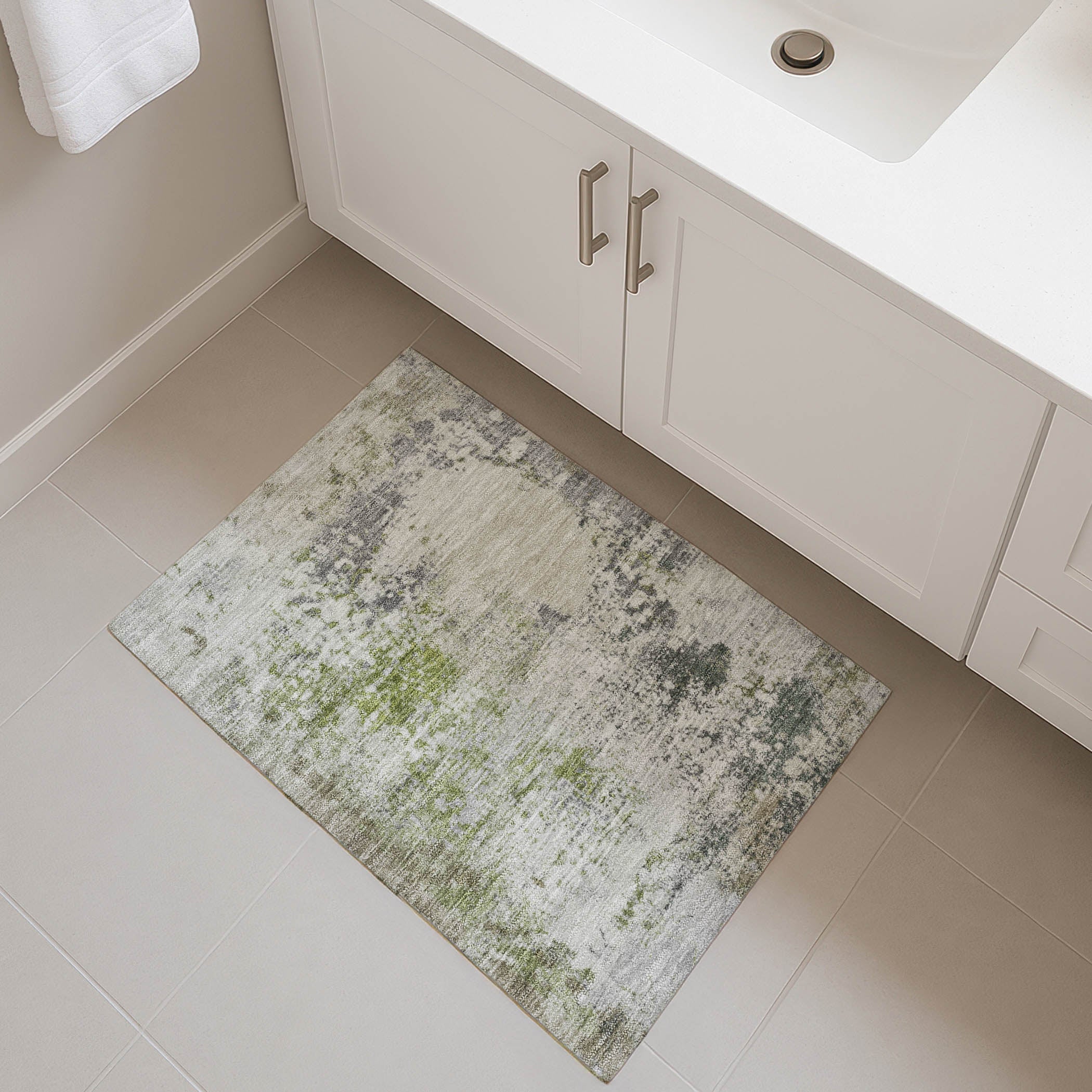 Santorini Machine Washable Transitional Linen Ivory Rug 1'8" x 2'6" #shape_Rectangle