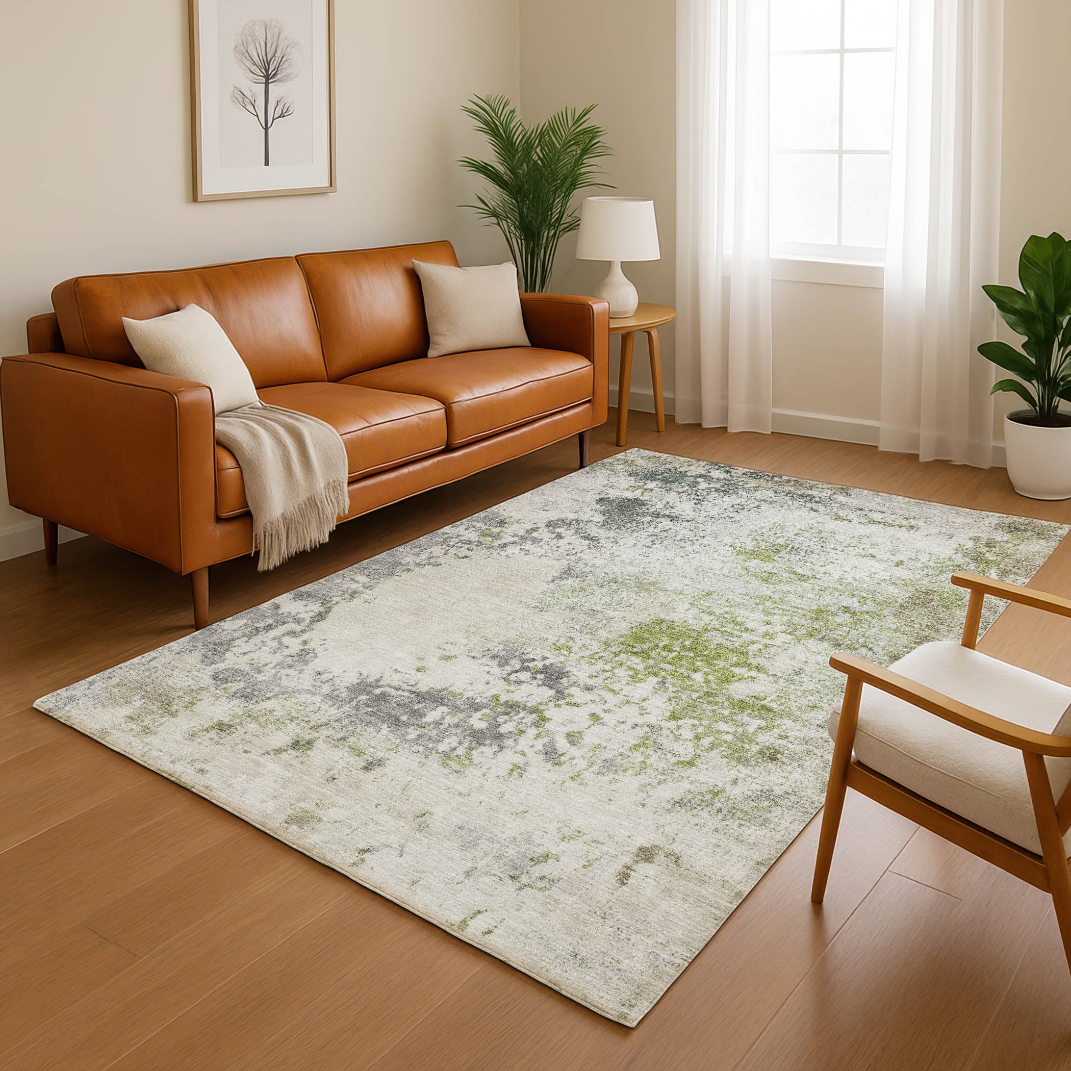 Santorini Machine Washable Transitional Linen Ivory Rug 2'6" x 3'10" #shape_Rectangle