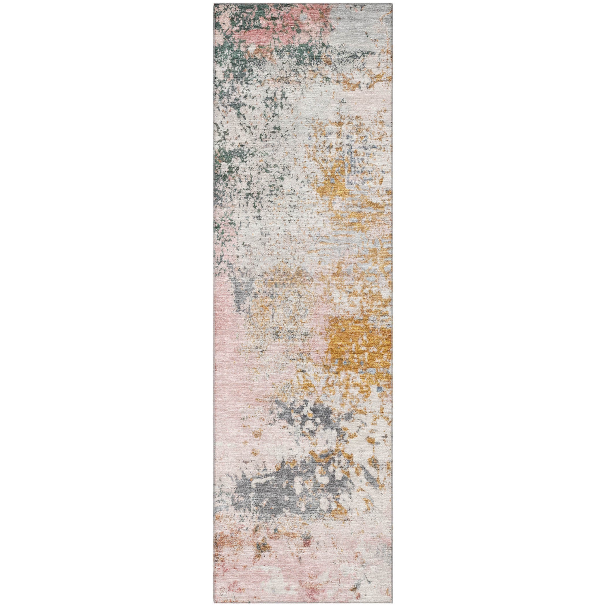 Santorini Machine Washable Transitional Pink Rug 2'3" x 7'6" #shape_Runner