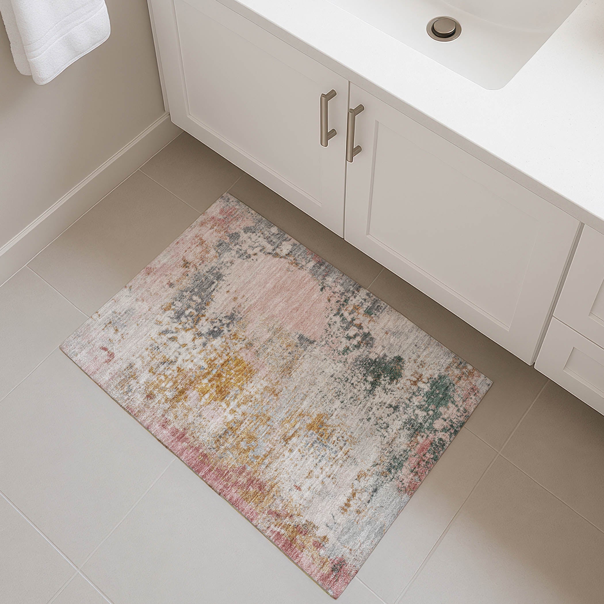 Santorini Machine Washable Transitional Pink Rug 1'8" x 2'6" #shape_Rectangle