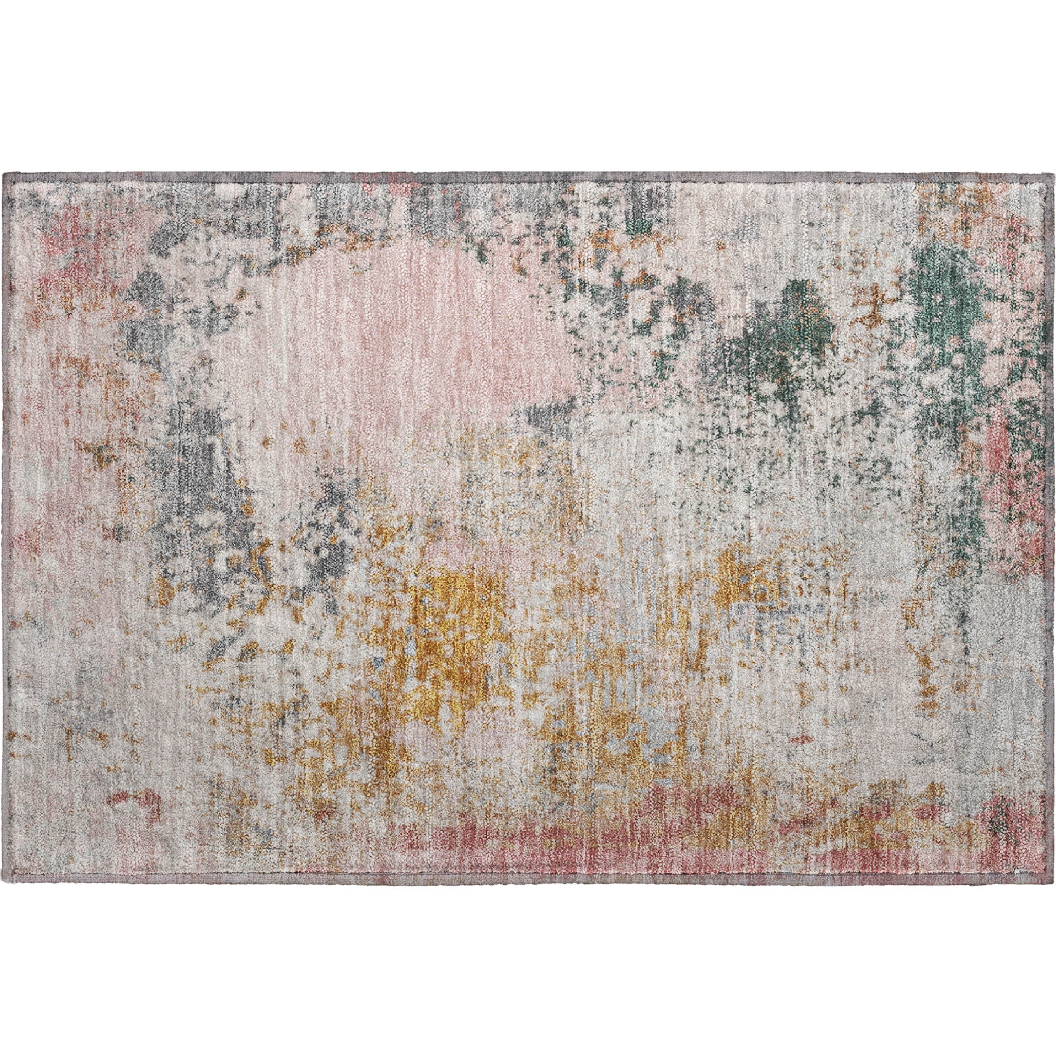 Santorini Machine Washable Transitional Pink Rug 1'8" x 2'6" #shape_Rectangle