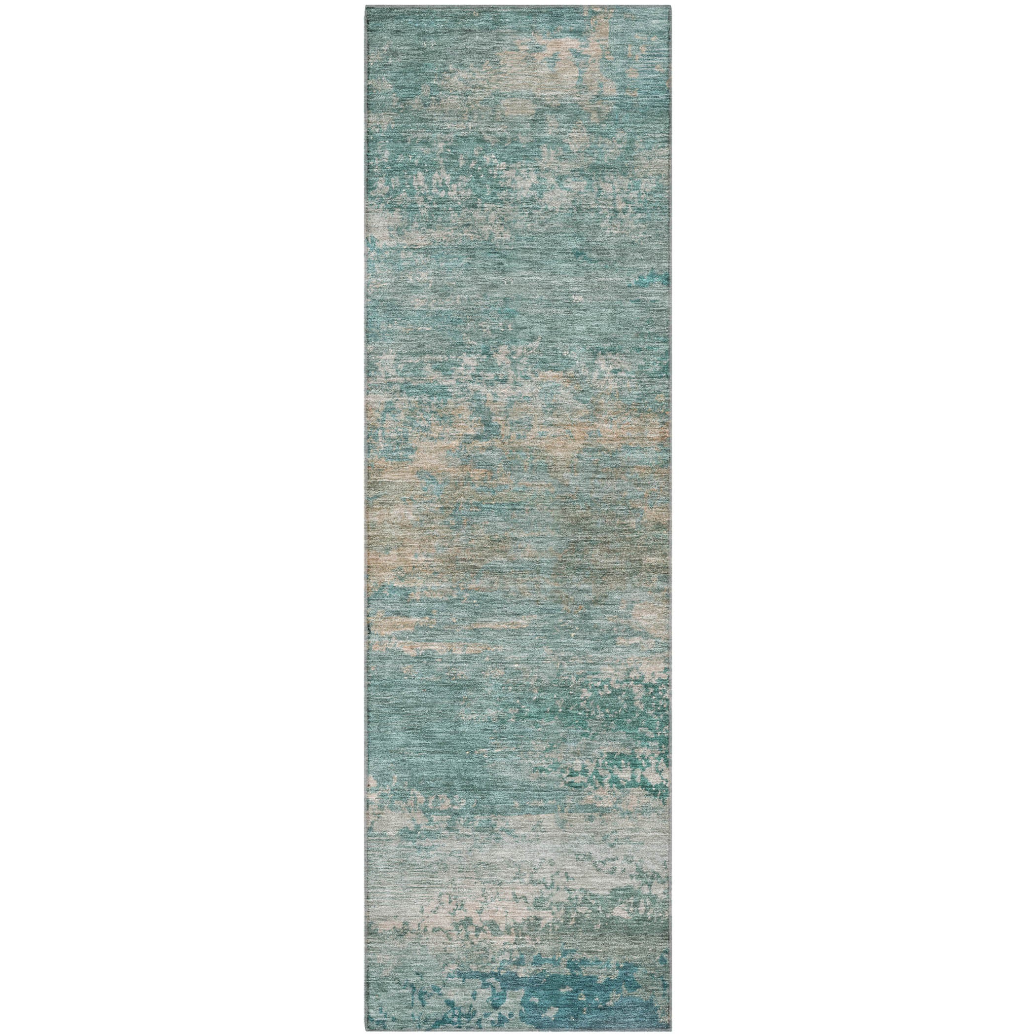 Chiang Mai Machine Washable Transitional Aqua Teal Rug 2'3" x 7'6" #shape_Runner
