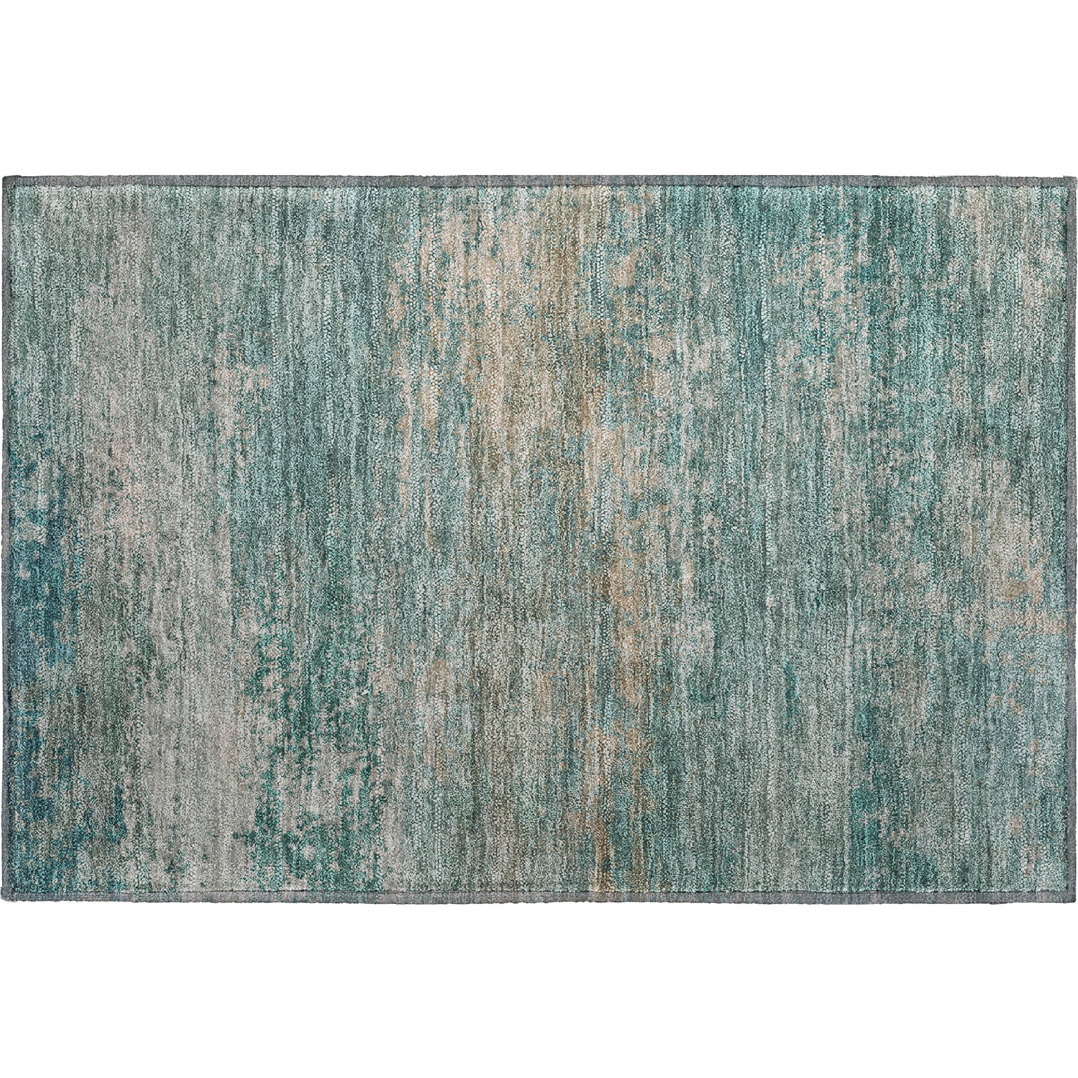 Chiang Mai Machine Washable Transitional Aqua Teal Rug 1'8" x 2'6" #shape_Rectangle