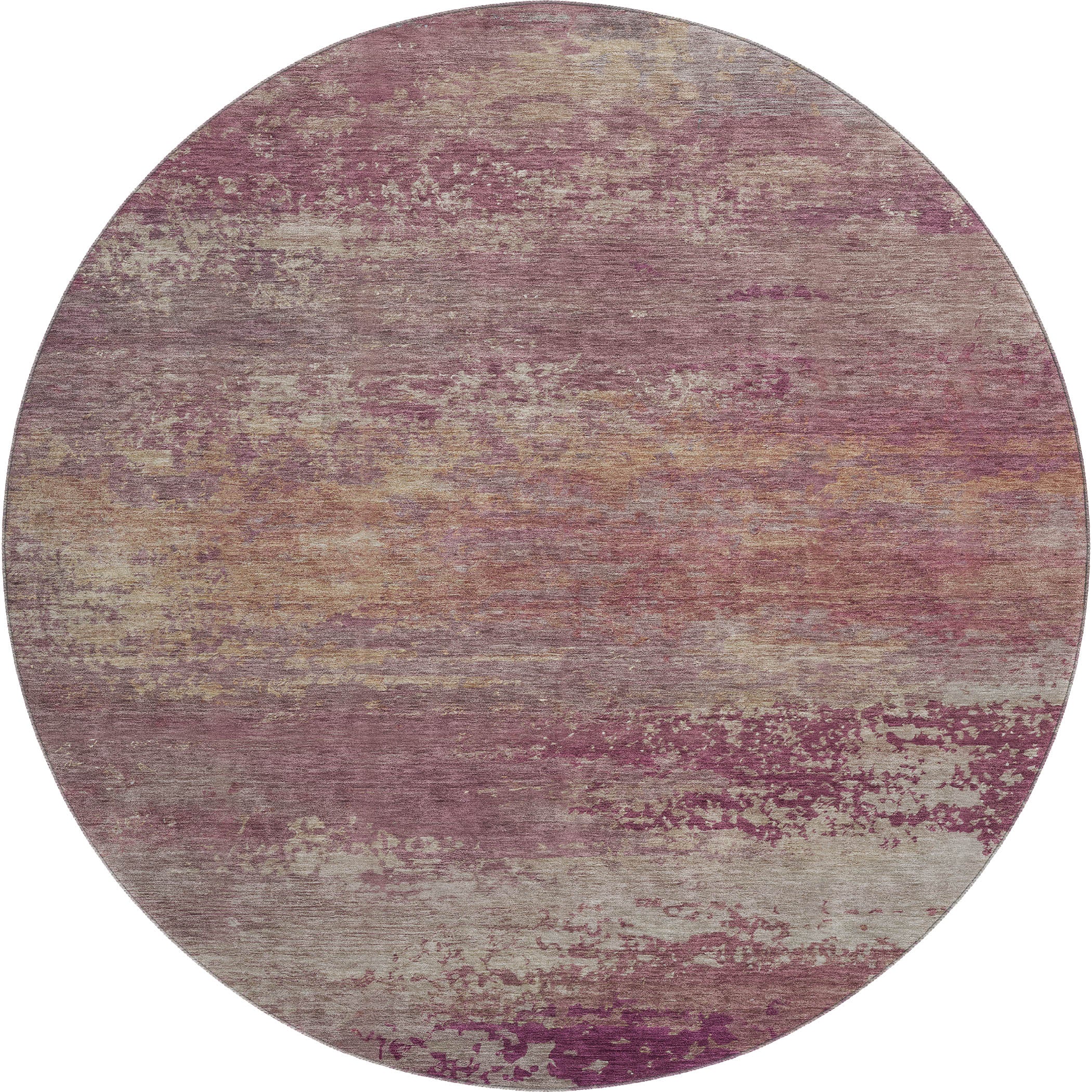 Chiang Mai Machine Washable Transitional Merlot Red Rug 8' x 8' #shape_Round
