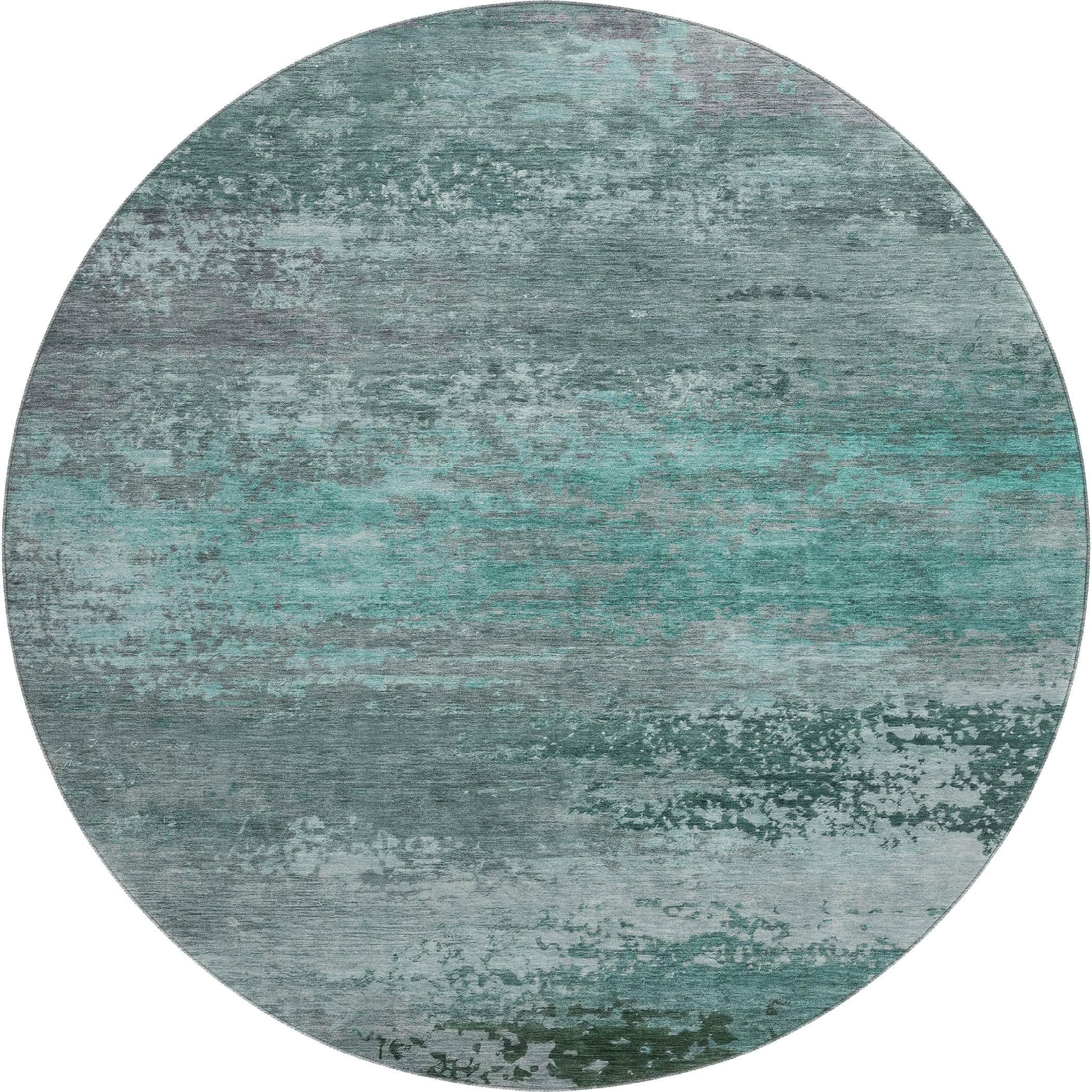 Chiang Mai Machine Washable Transitional Teal Rug 8' x 8' #shape_Round