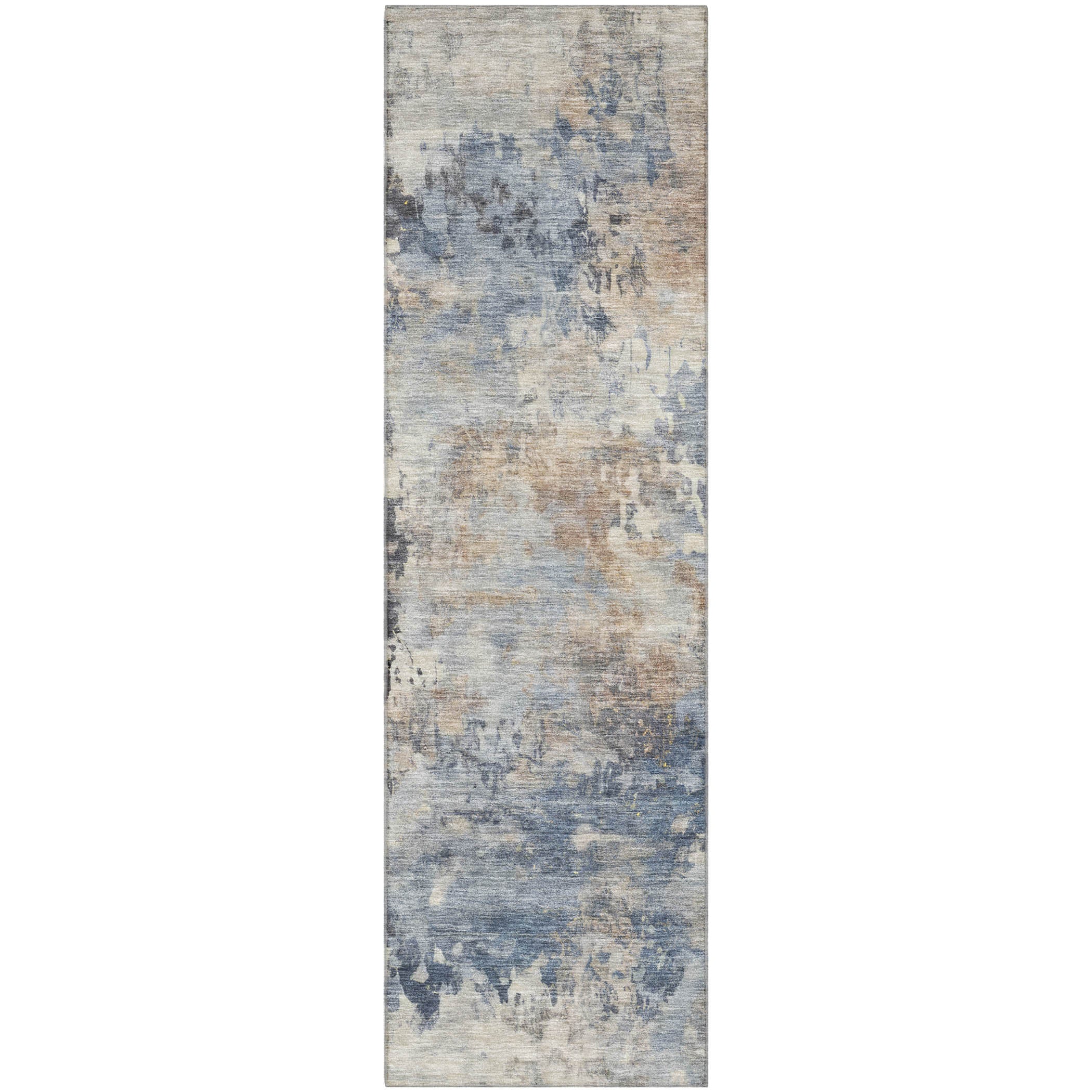 Santorini Machine Washable Transitional Denim Blue Rug 2'3" x 7'6" #shape_Runner
