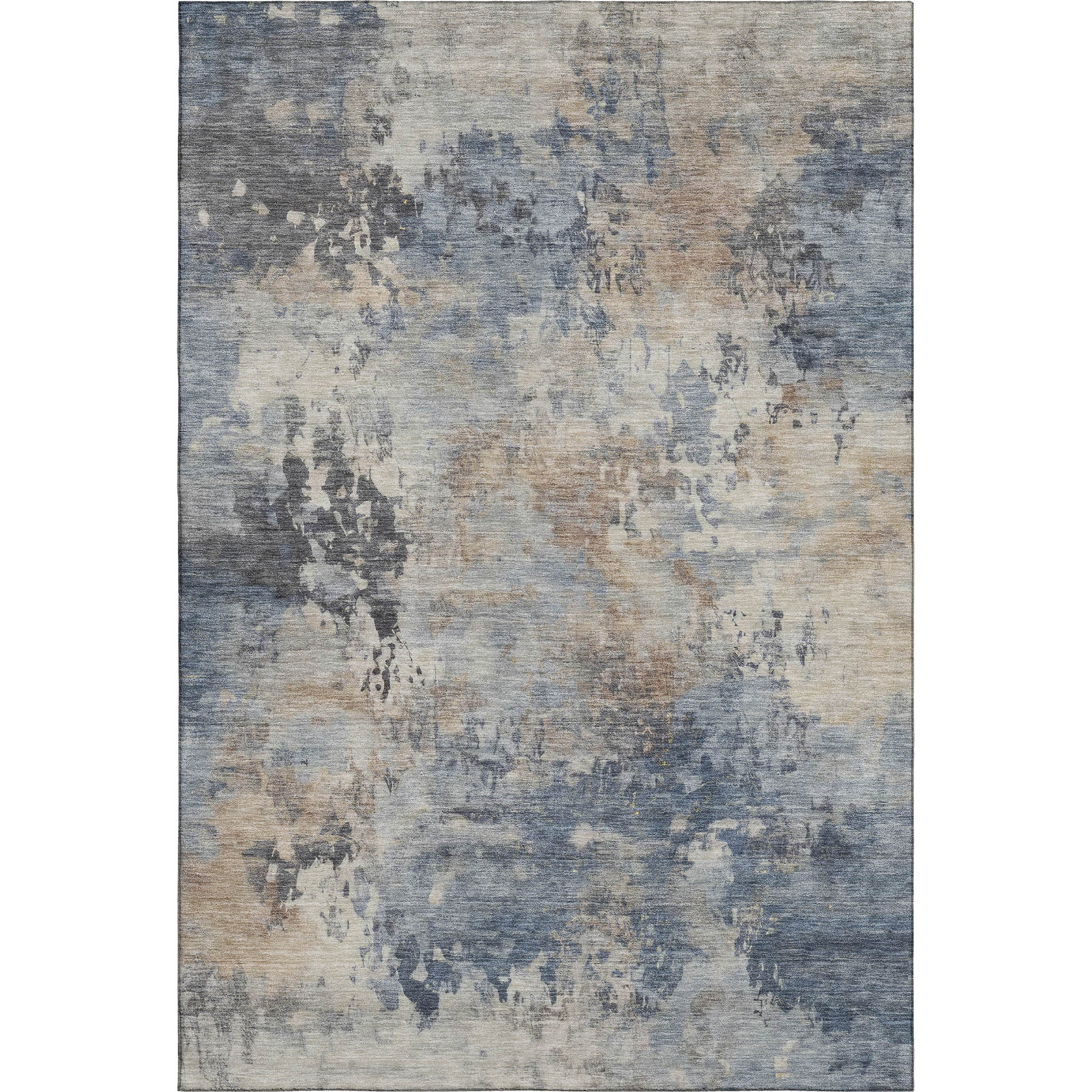 Santorini Machine Washable Transitional Denim Blue Rug 2'6" x 3'10" #shape_Rectangle