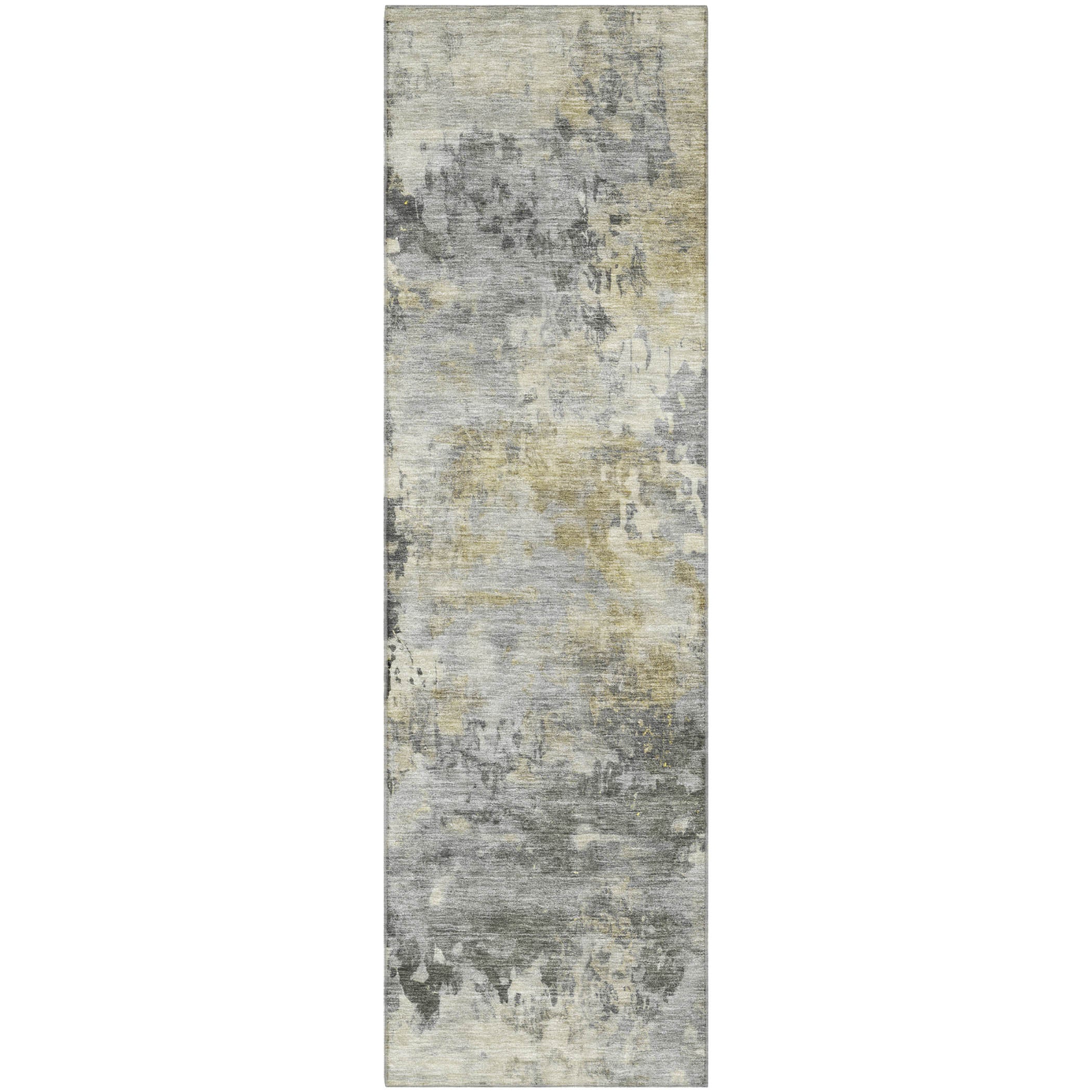 Santorini Machine Washable Transitional Pewter Gray Rug 2'3" x 7'6" #shape_Runner