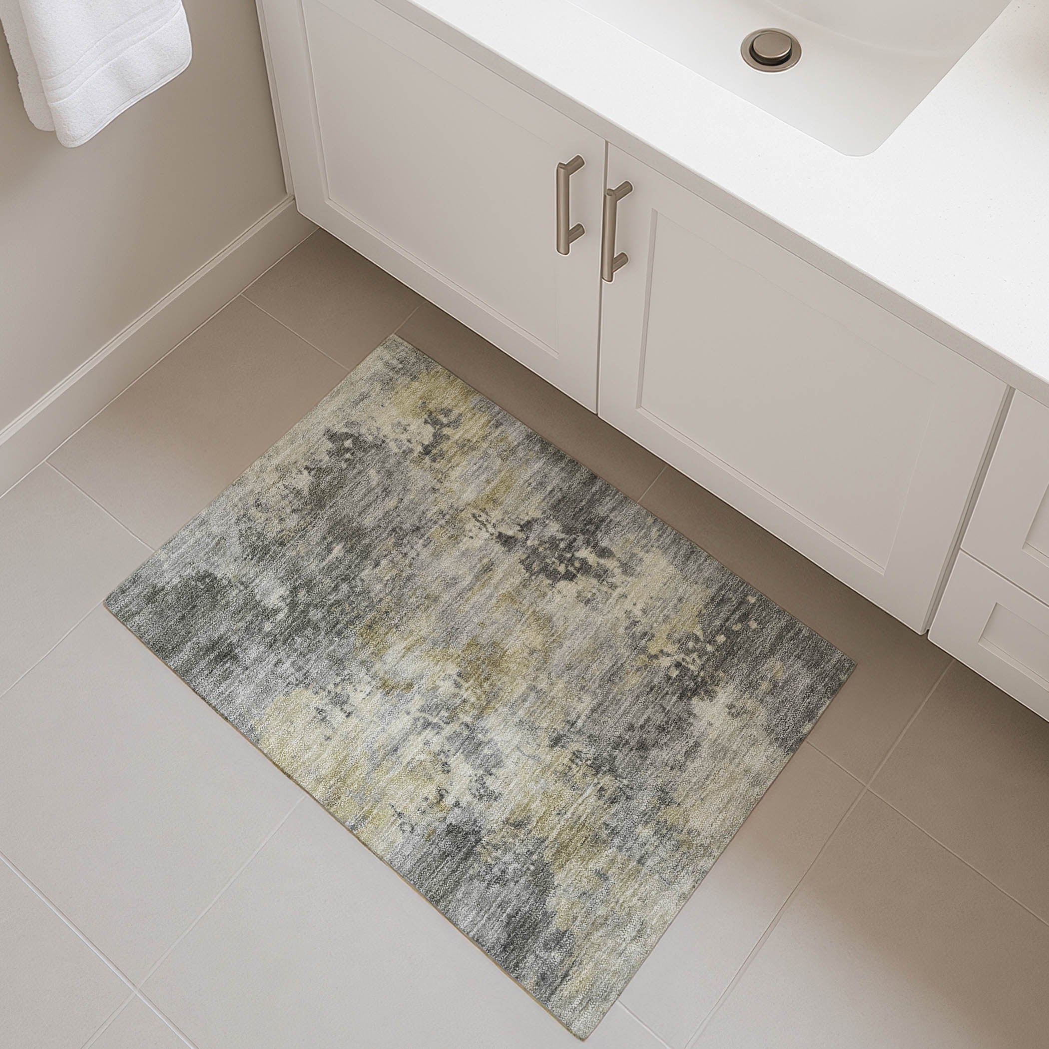 Santorini Machine Washable Transitional Pewter Gray Rug 1'8" x 2'6" #shape_Rectangle