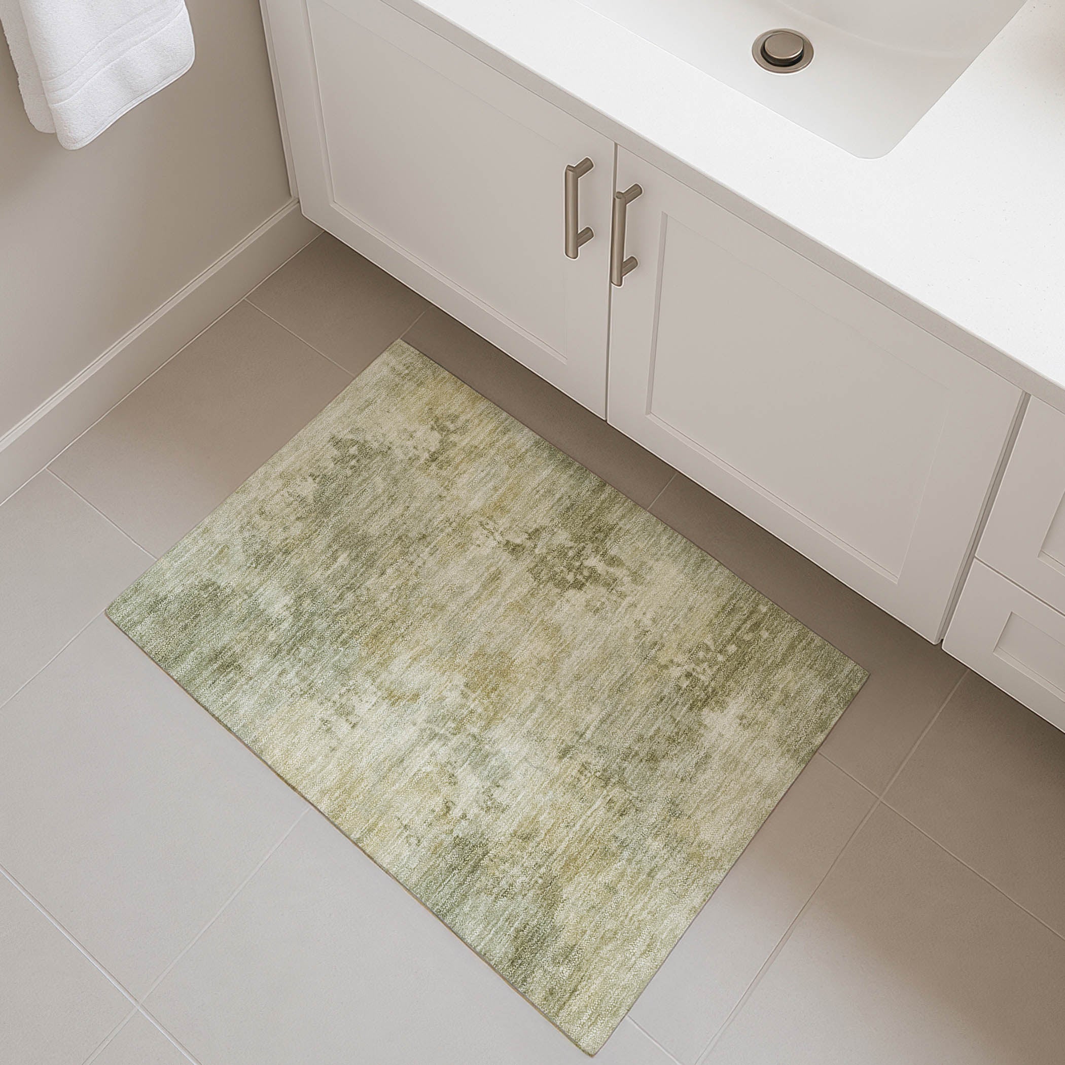 Santorini Machine Washable Transitional Sage Green Rug 1'8" x 2'6" #shape_Rectangle