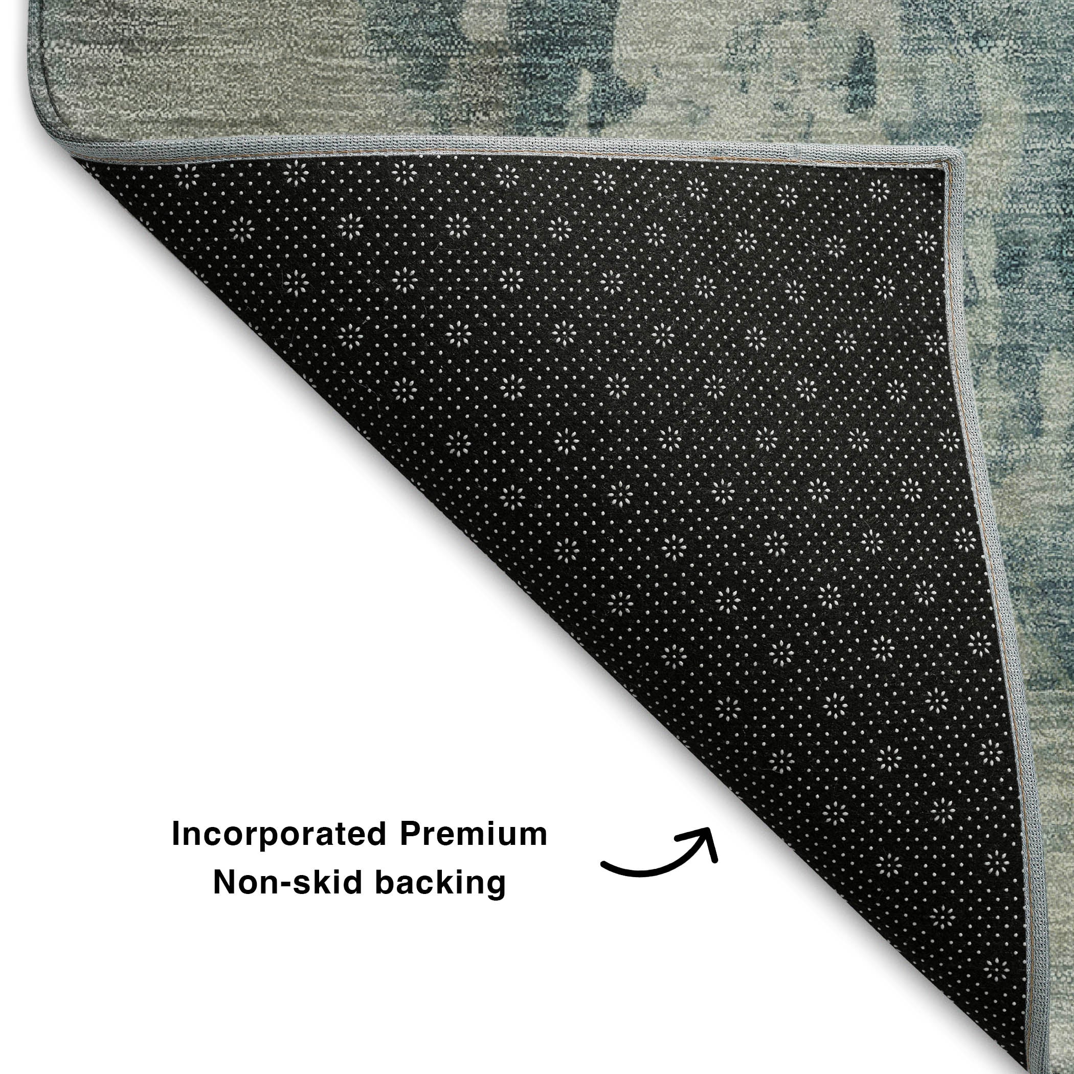Santorini Machine Washable Transitional Teal Rug 1'8" x 2'6" #shape_Rectangle
