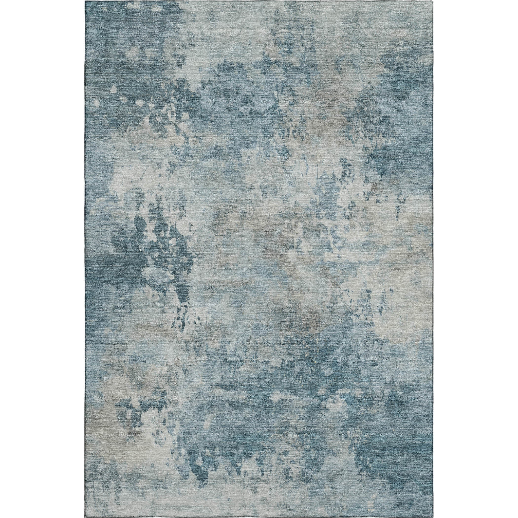 Santorini Machine Washable Transitional Teal Rug 2'6" x 3'10" #shape_Rectangle