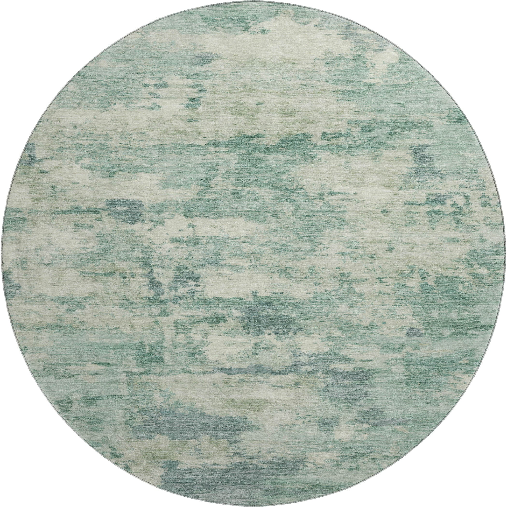 Cusco Machine Washable Transitional Teal Rug 8' x 8' #shape_Round