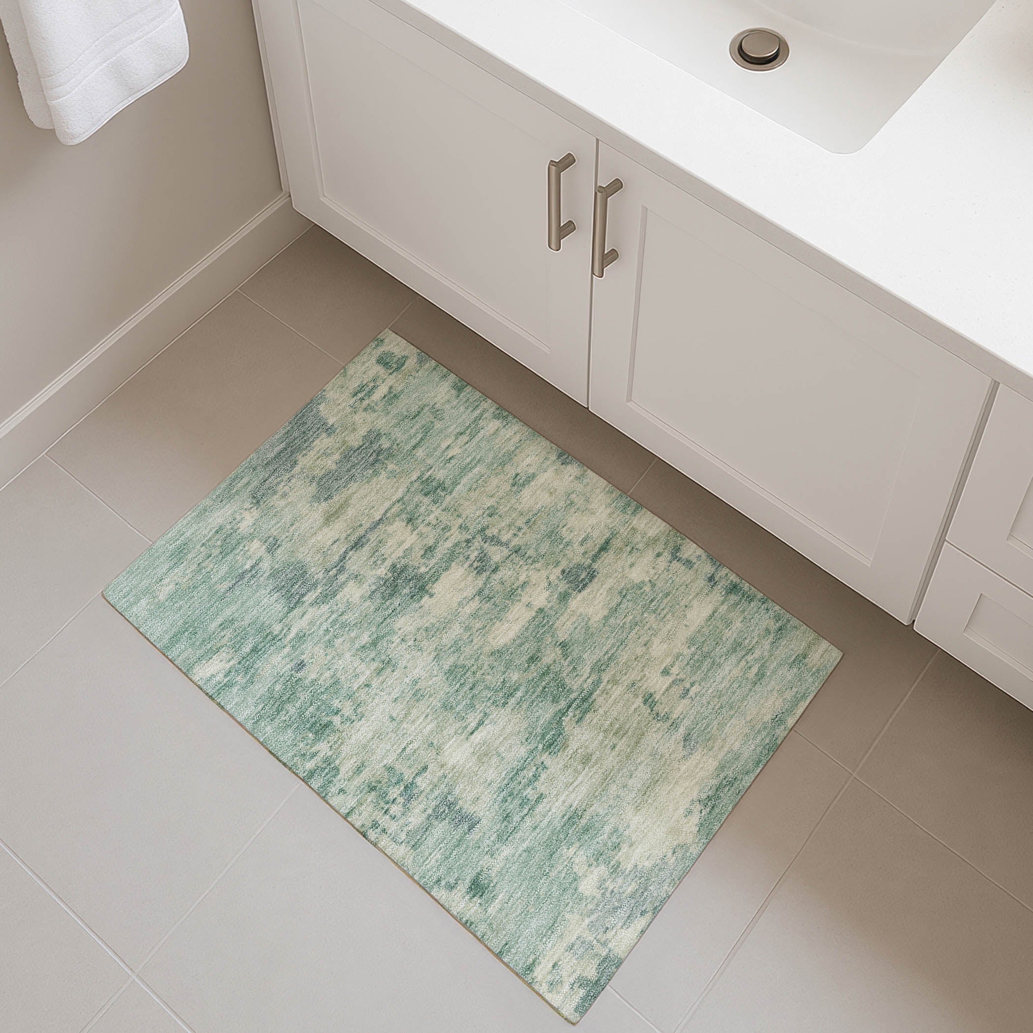Cusco Machine Washable Transitional Teal Rug 1'8" x 2'6" #shape_Rectangle