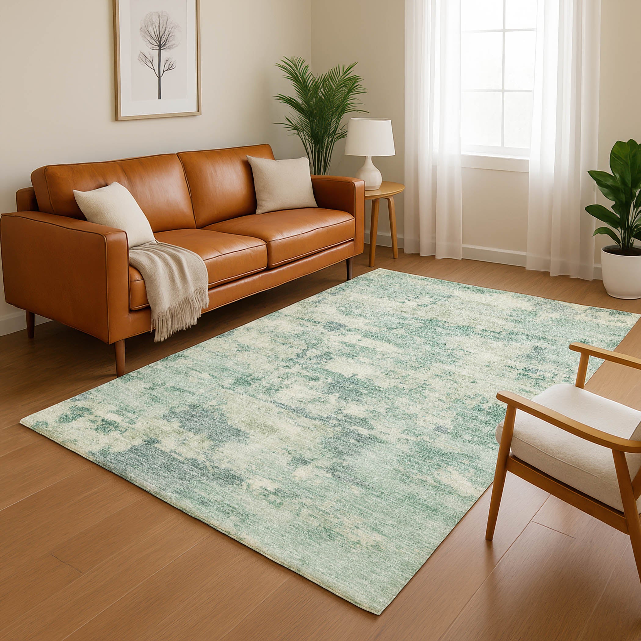 Cusco Machine Washable Transitional Teal Rug 2'6" x 3'10" #shape_Rectangle