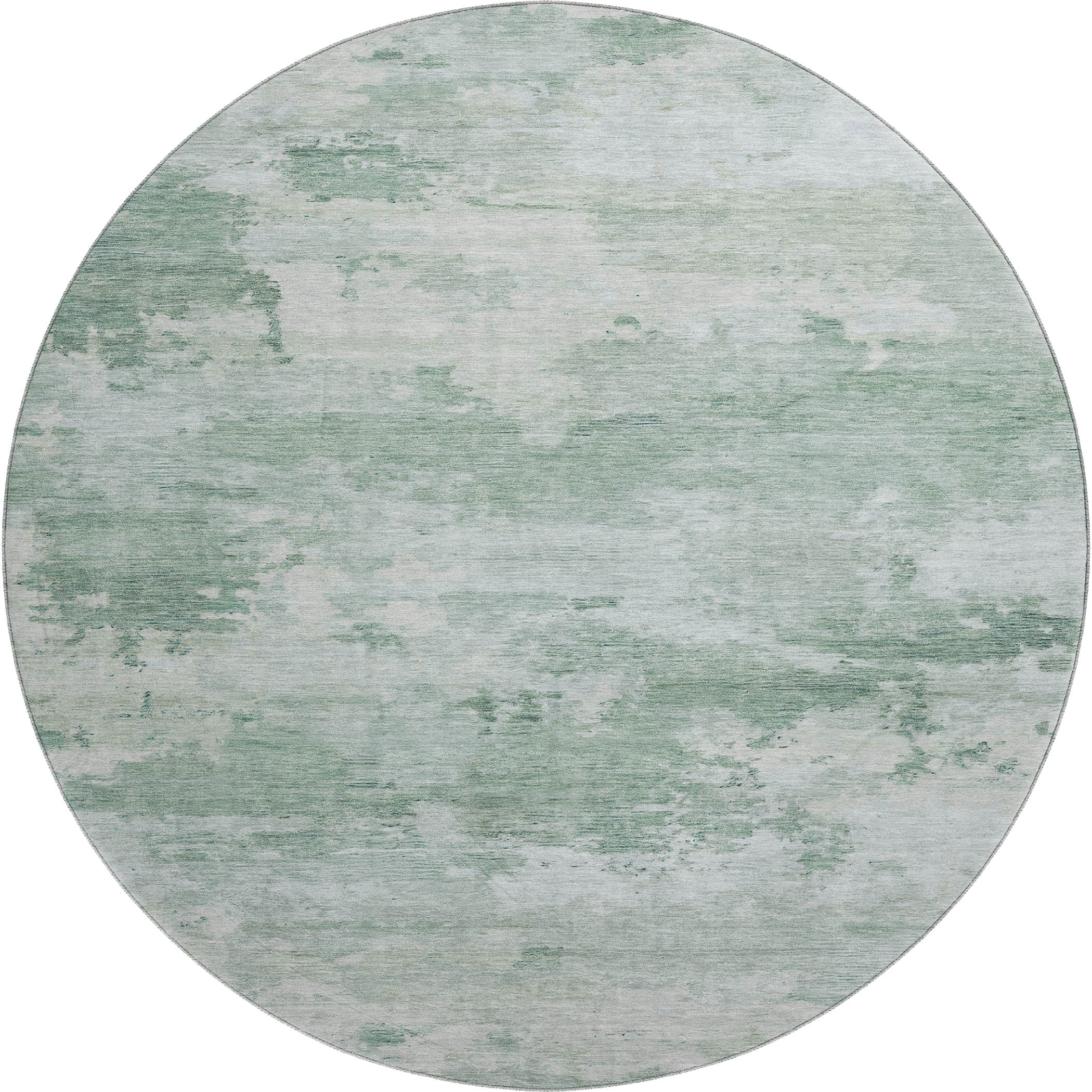 Seoul Machine Washable Transitional Mint Green Rug 8' x 8' #shape_Round