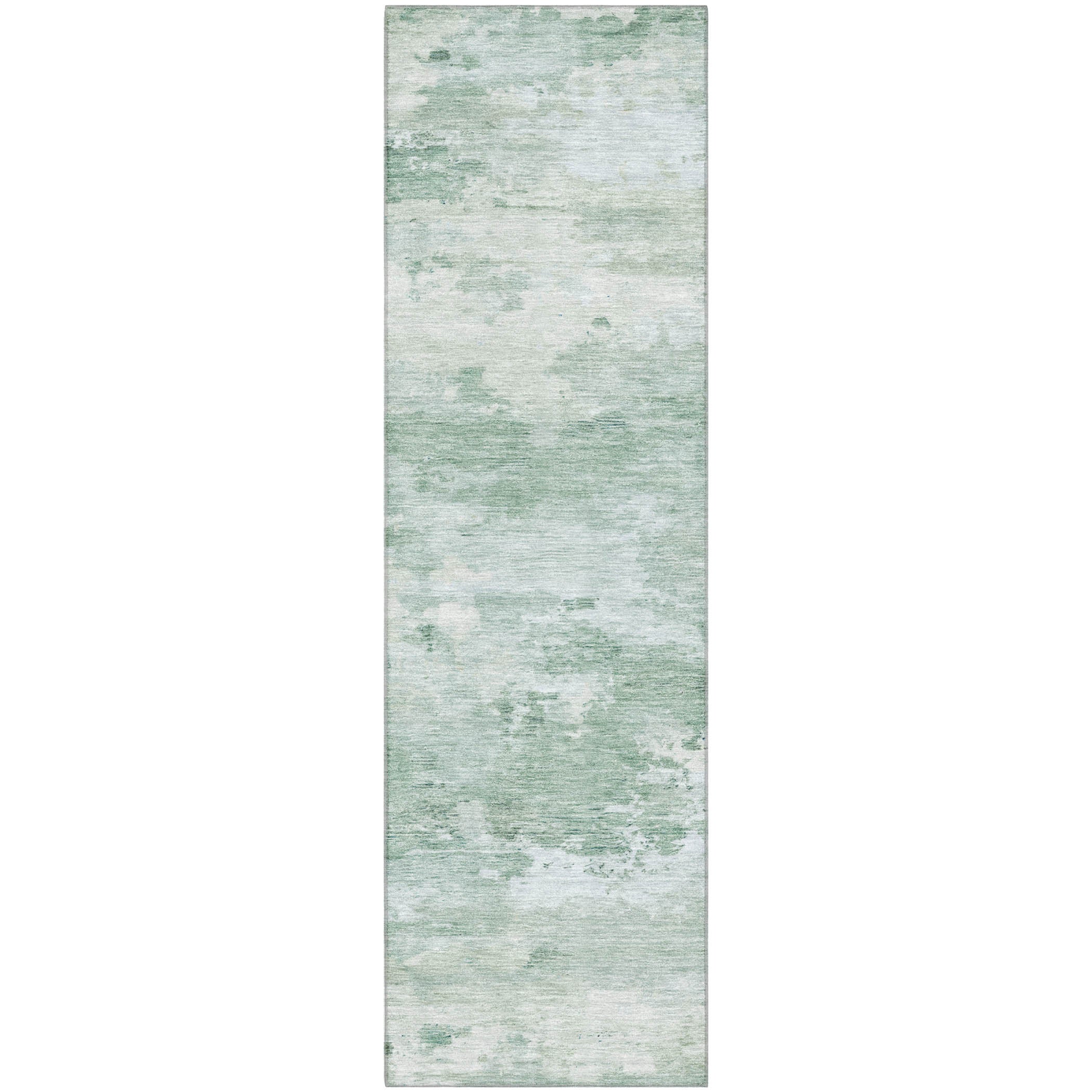 Seoul Machine Washable Transitional Mint Green Rug 2'3" x 7'6" #shape_Runner