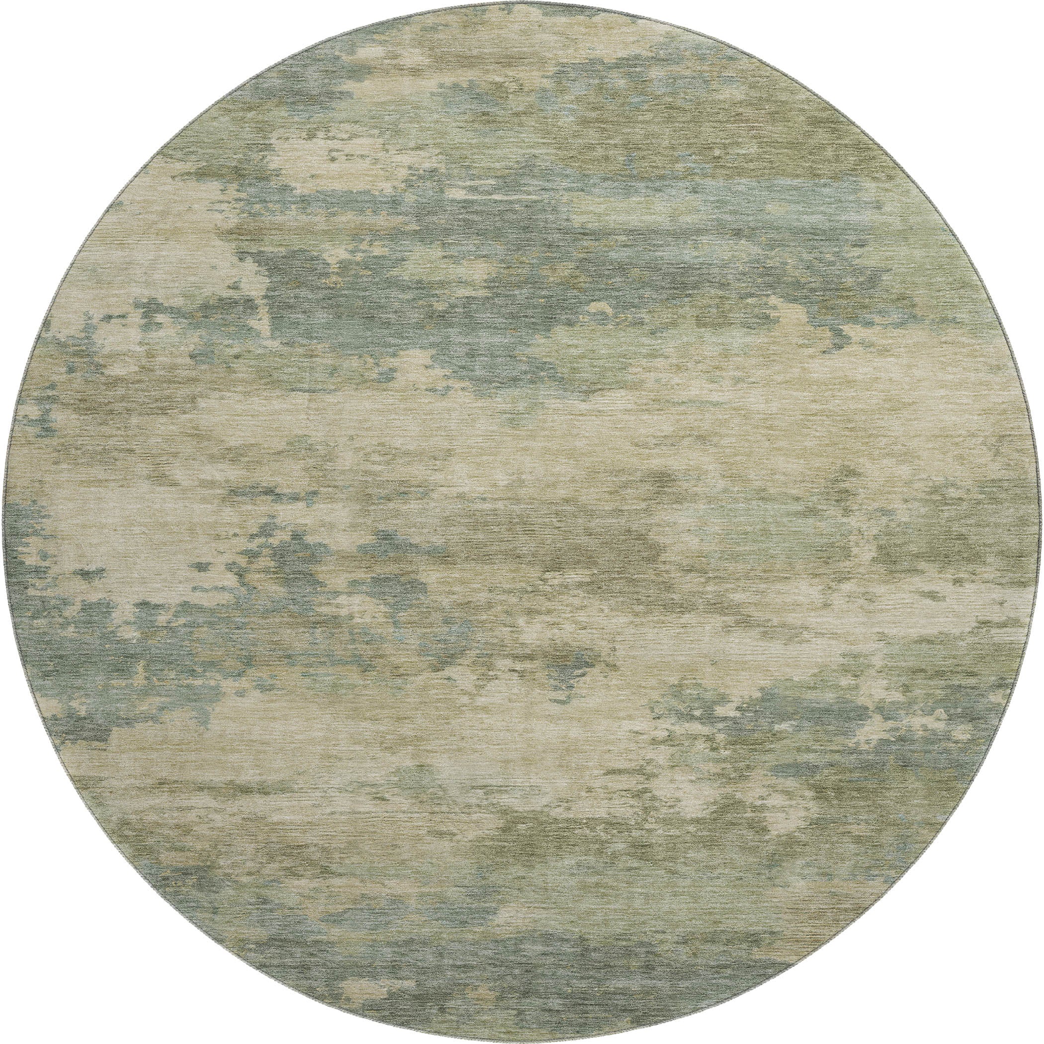 Seoul Machine Washable Transitional Seafoam Blue Rug 8' x 8' #shape_Round