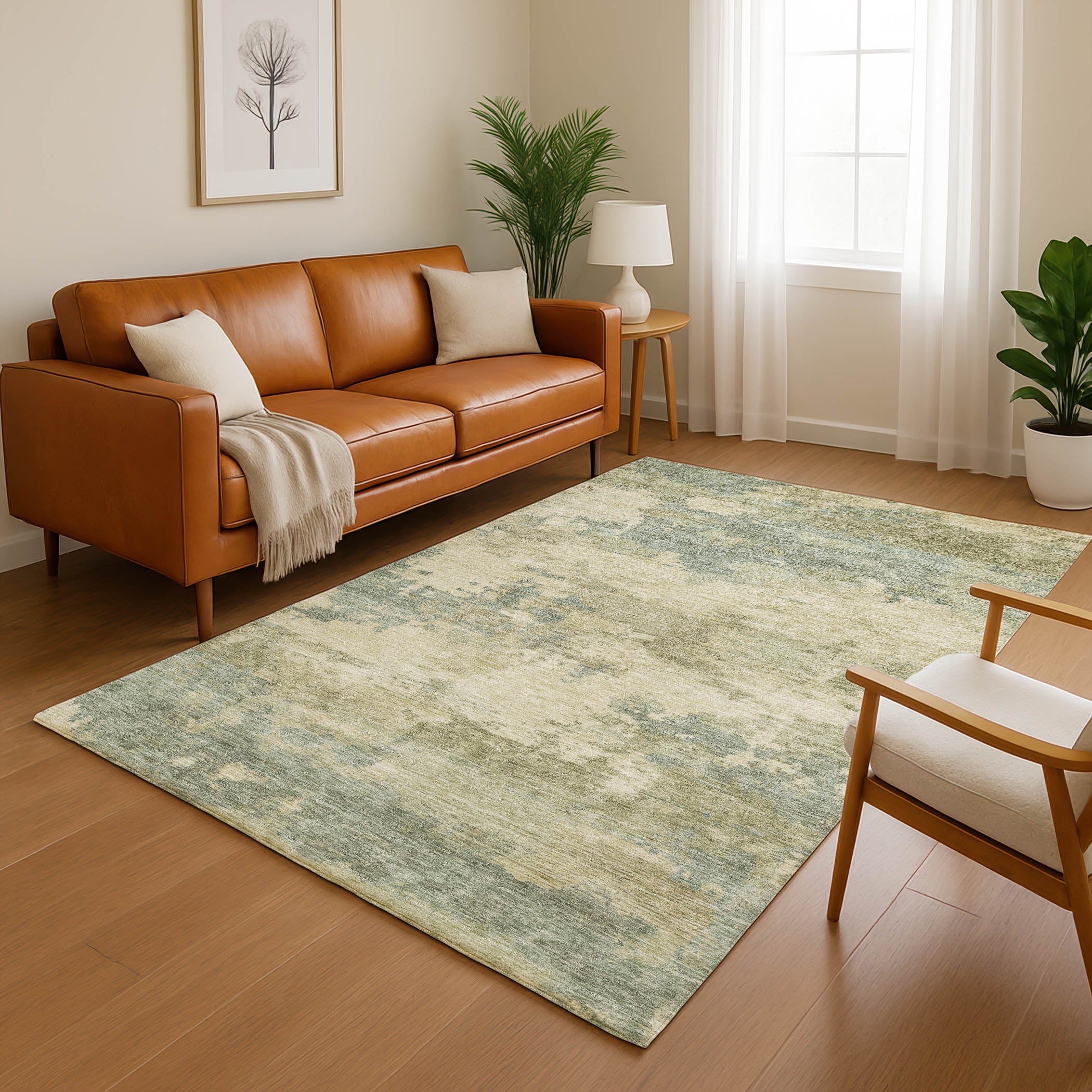 Seoul Machine Washable Transitional Seafoam Blue Rug 2'6" x 3'10" #shape_Rectangle