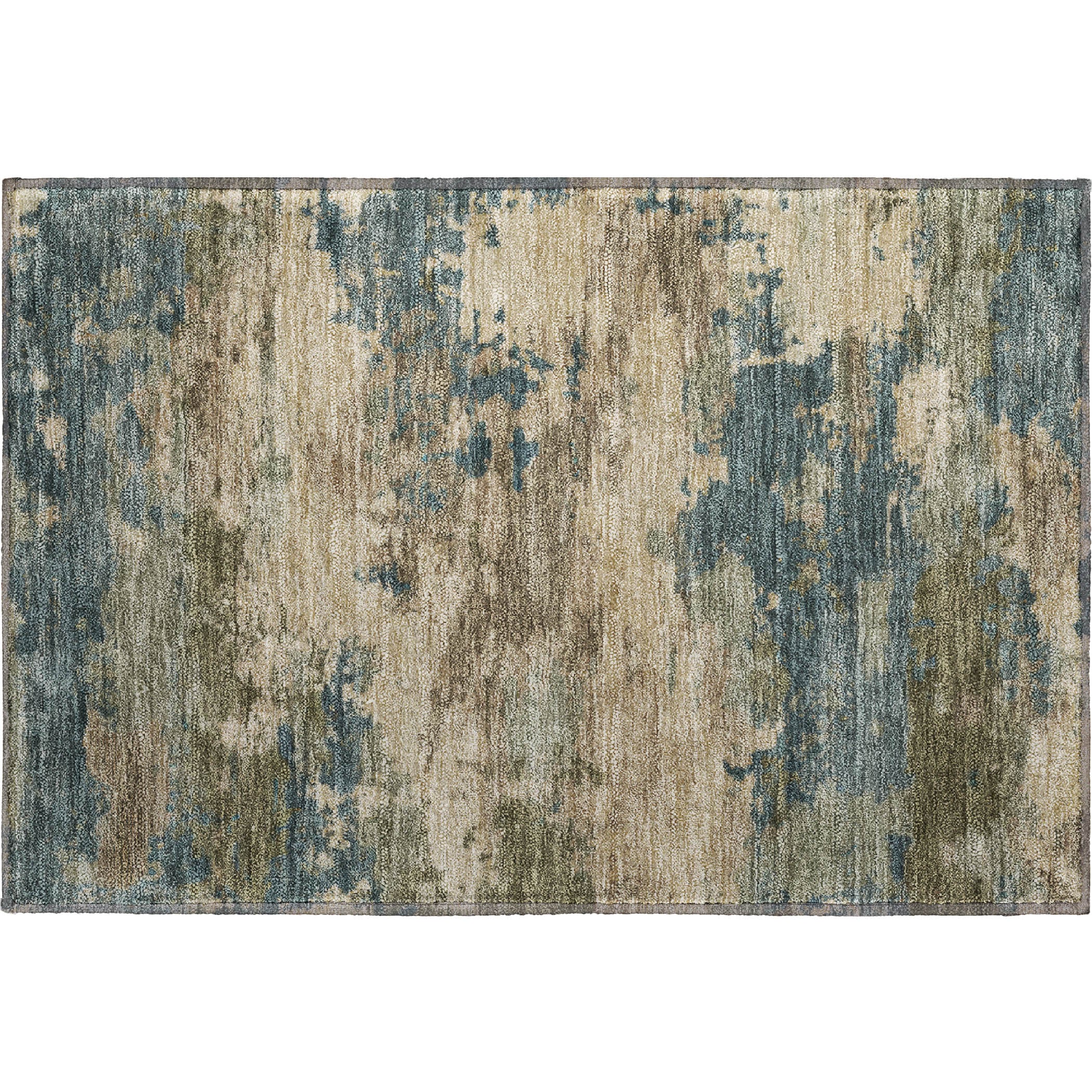 Seoul Machine Washable Transitional Teal Rug 1'8" x 2'6" #shape_Rectangle