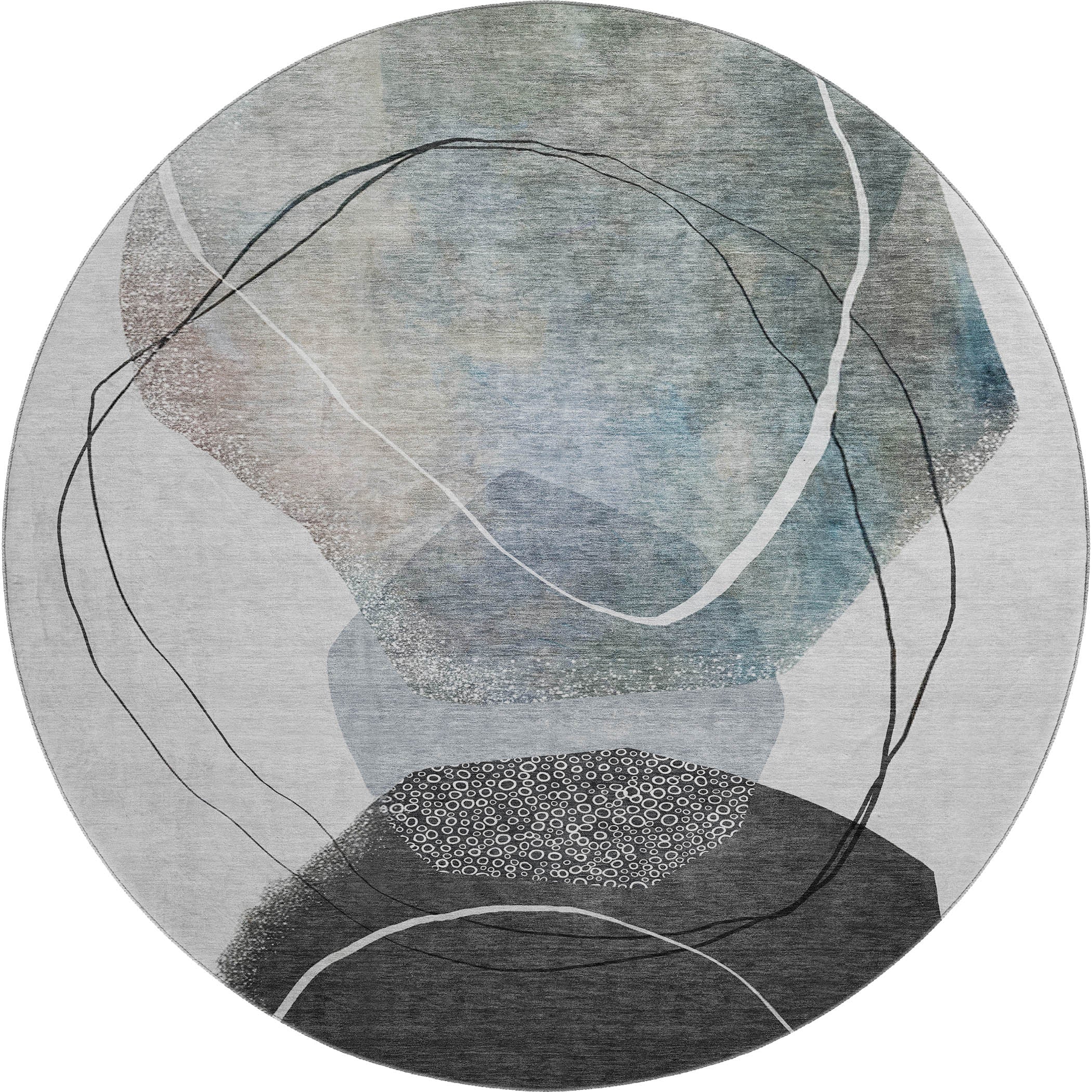 Mostar Machine Washable Transitional Ivory Rug 8' x 8' #shape_Round