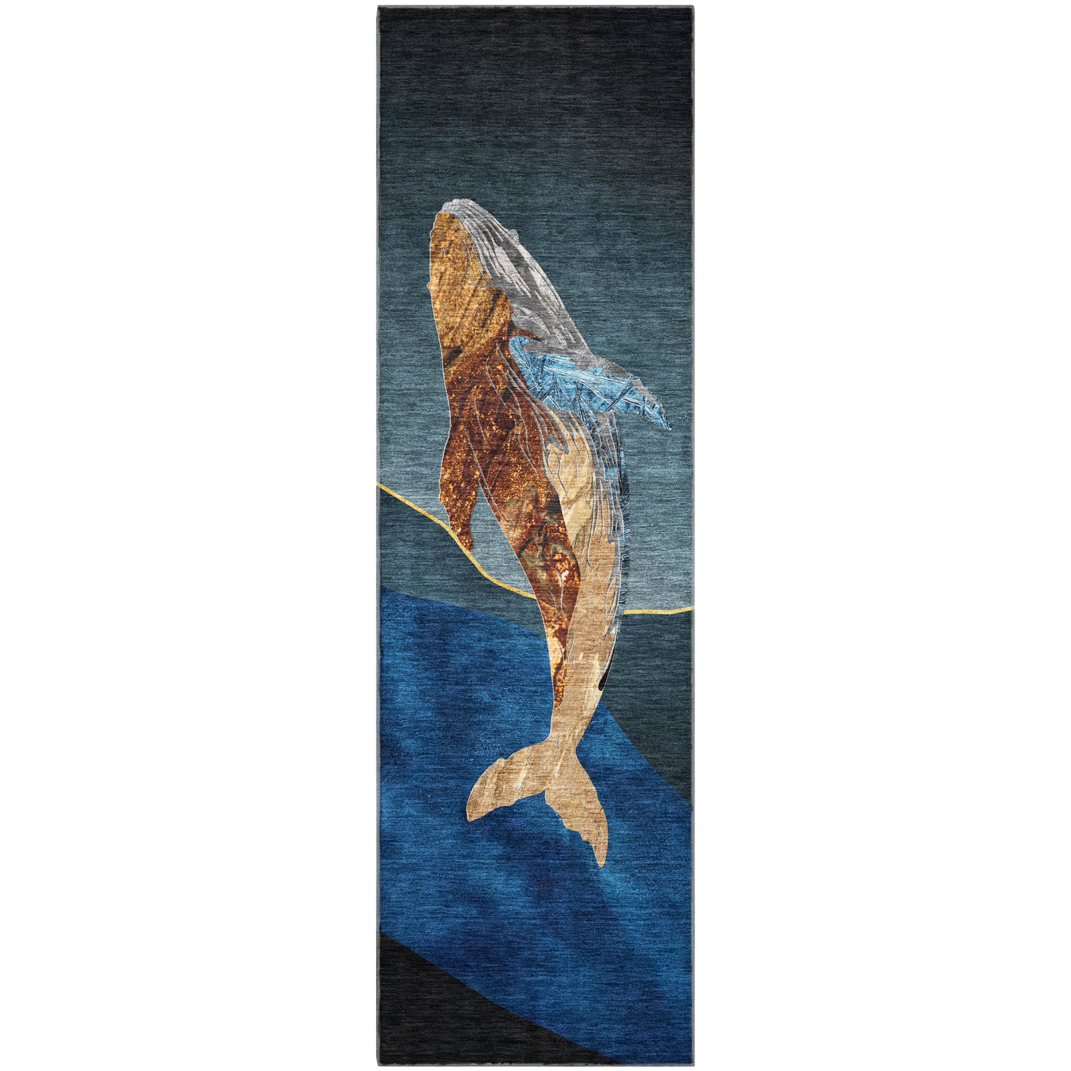 Valletta Machine Washable Transitional Blue Rug 2'3" x 7'6" #shape_Runner