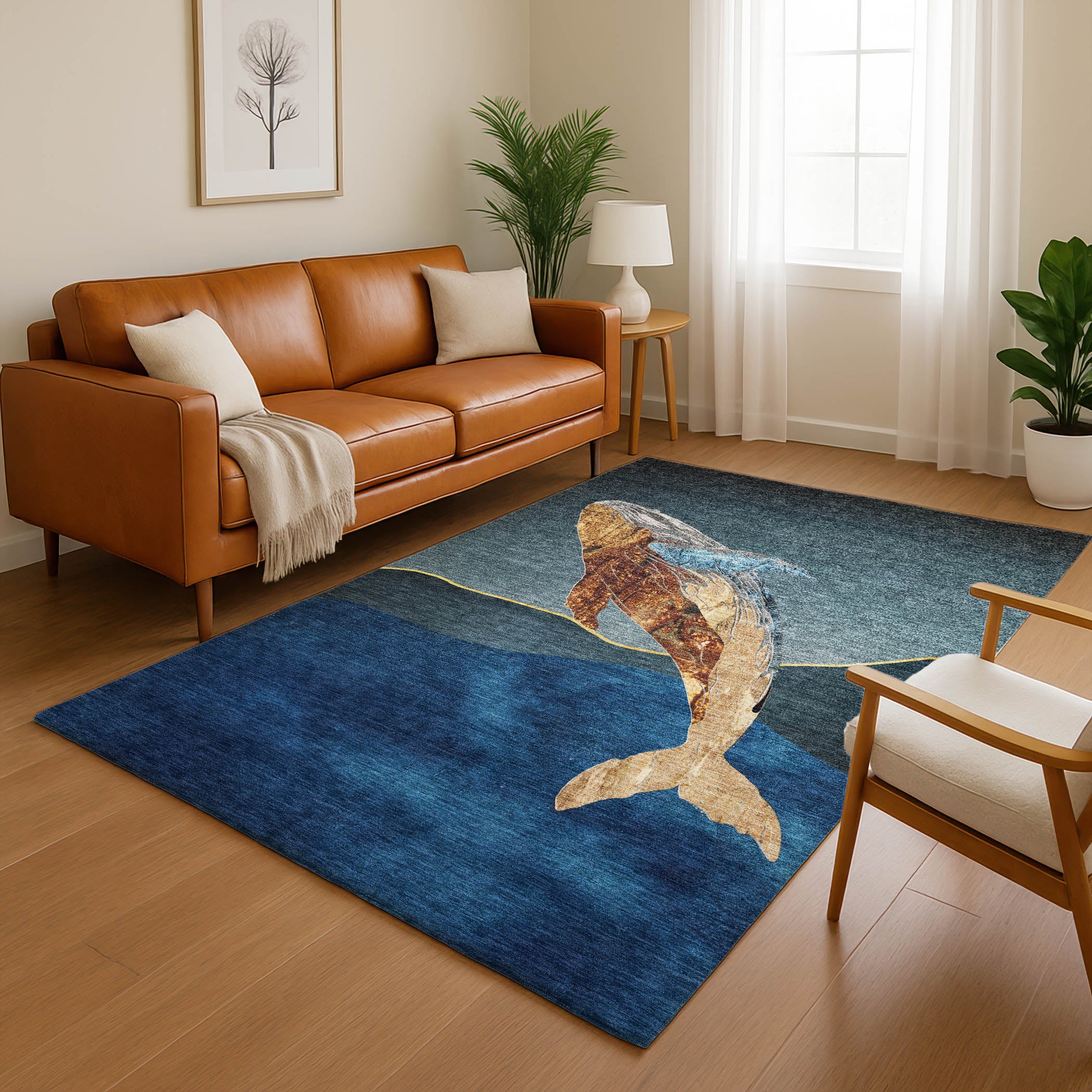 Valletta Machine Washable Transitional Blue Rug 2'6" x 3'10" #shape_Rectangle
