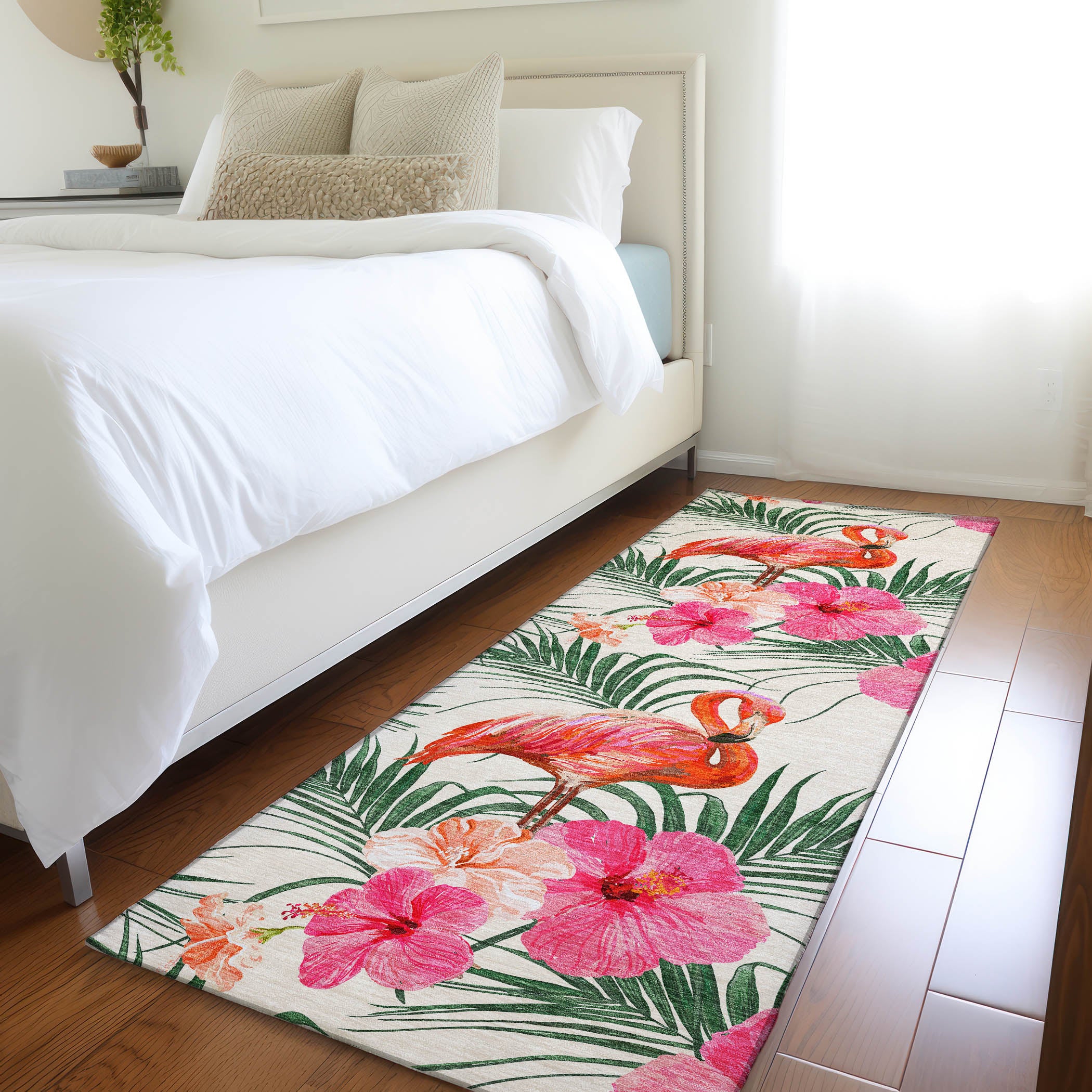 Lucerne Machine Washable Tropical Pink Ivory Rug 2'3" x 7'6" #shape_Runner