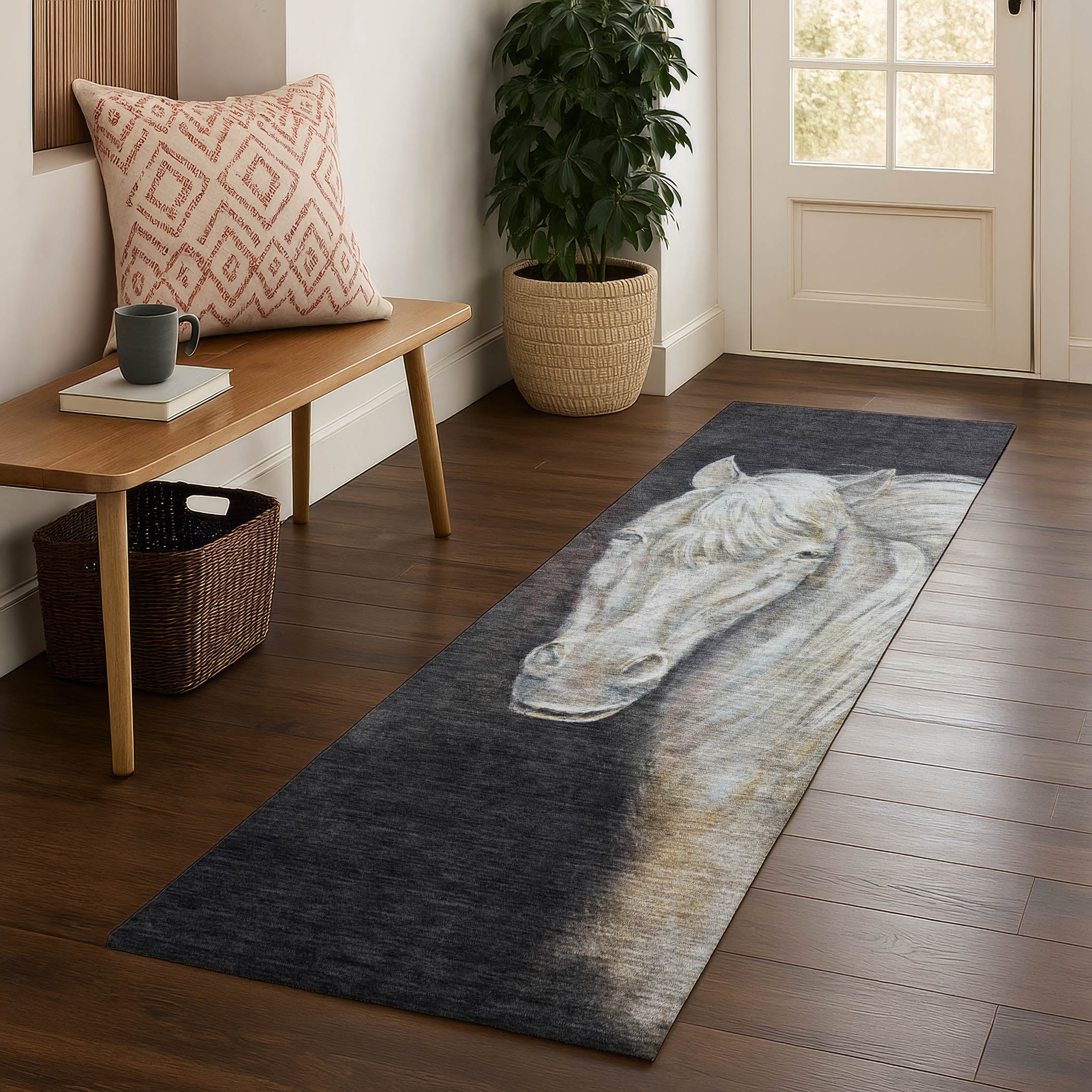 Bangkok Machine Washable Transitional Ivory Rug 2'3" x 7'6" #shape_Runner