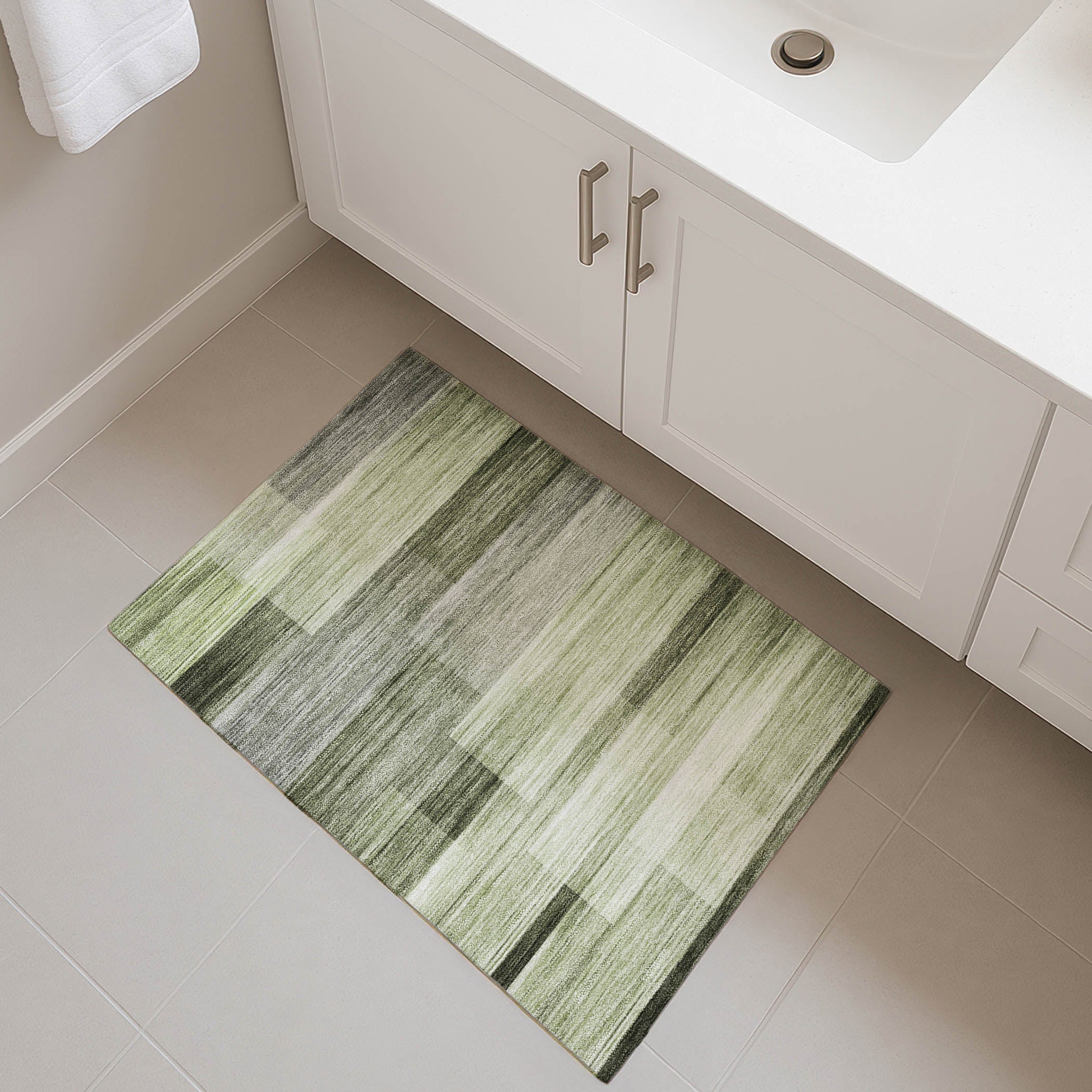 Prague Machine Washable Transitional Green Rug 1'8" x 2'6" #shape_Rectangle