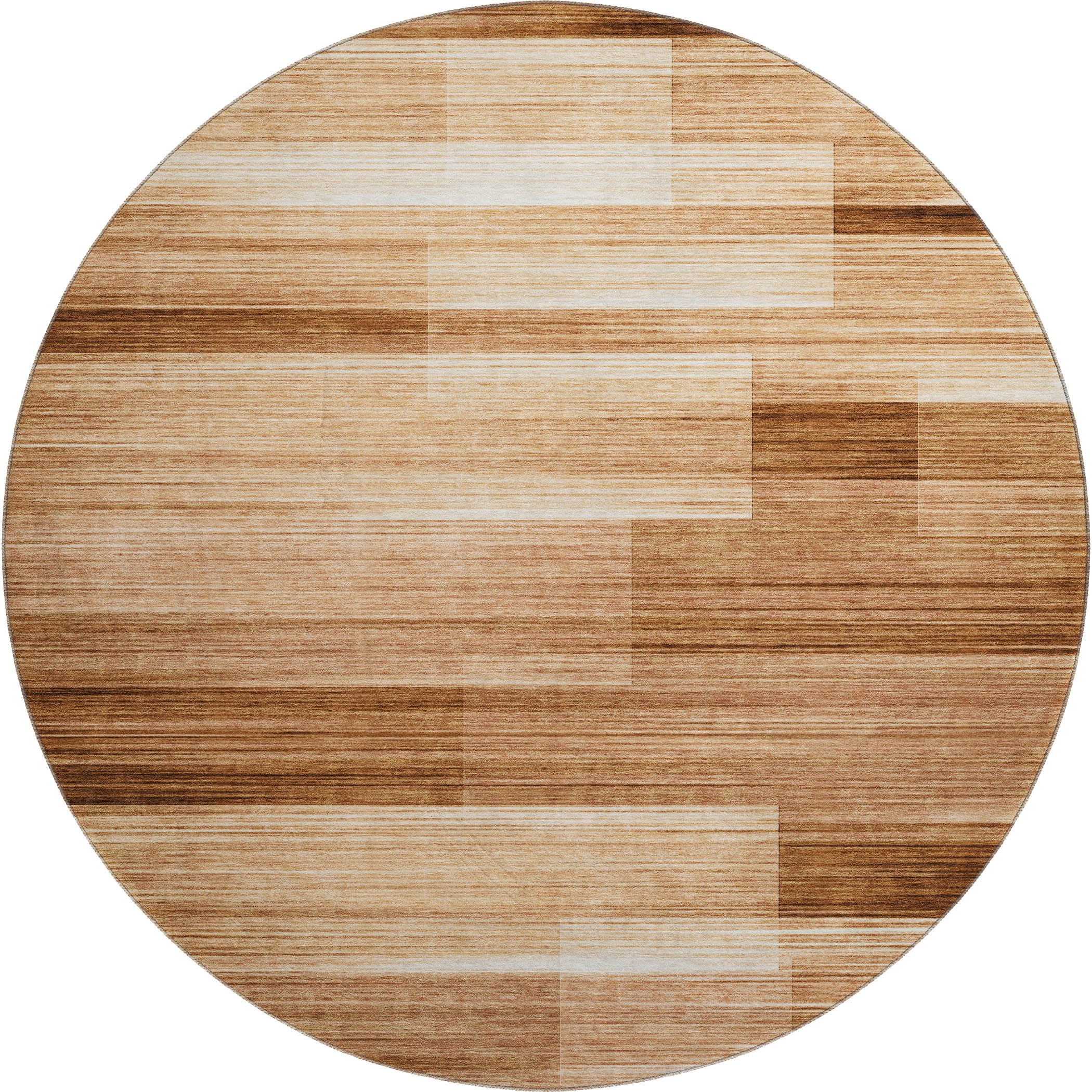 Prague Machine Washable Transitional Paprika Orange Rug 8' x 8' #shape_Round