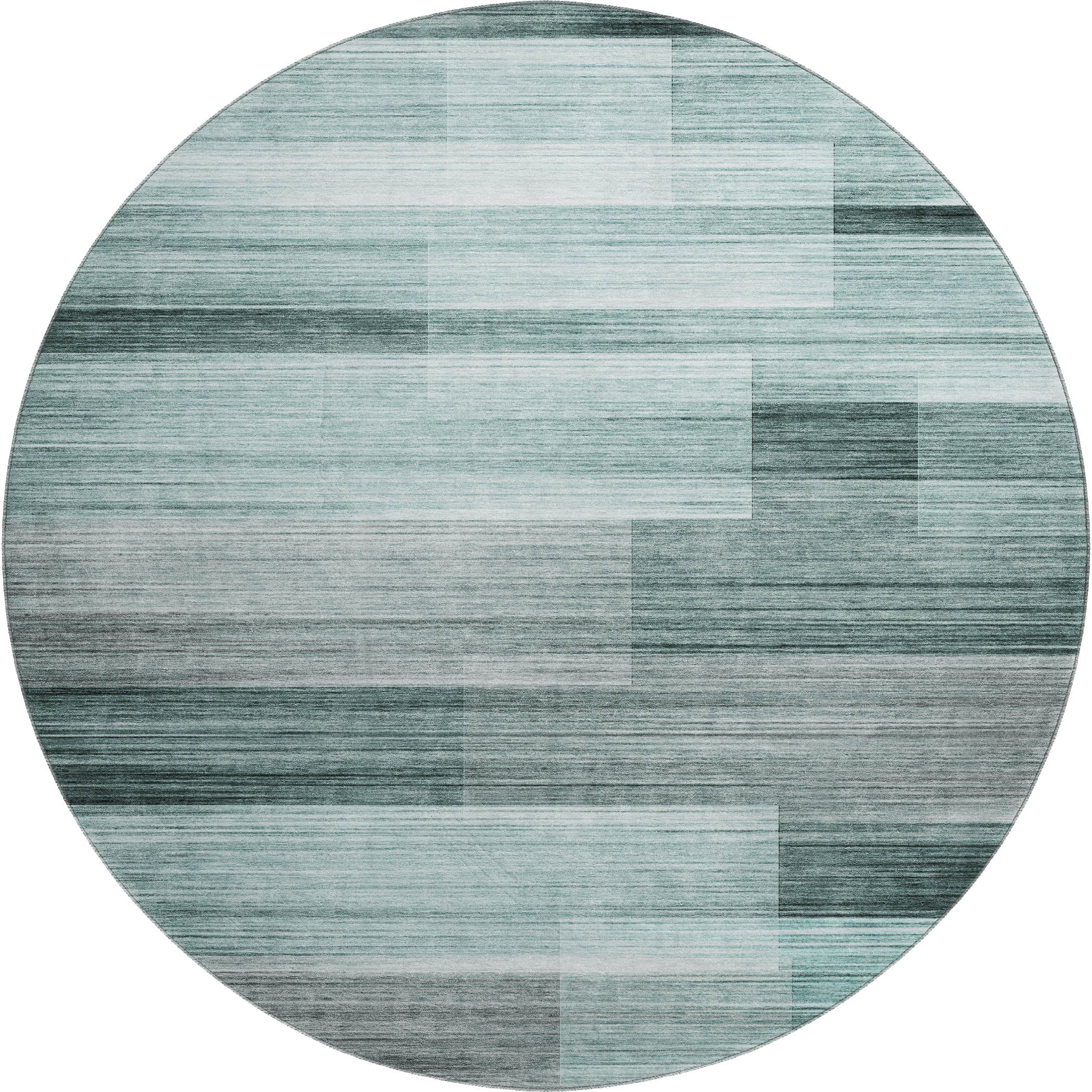 Prague Machine Washable Transitional Teal Rug 8' x 8' #shape_Round