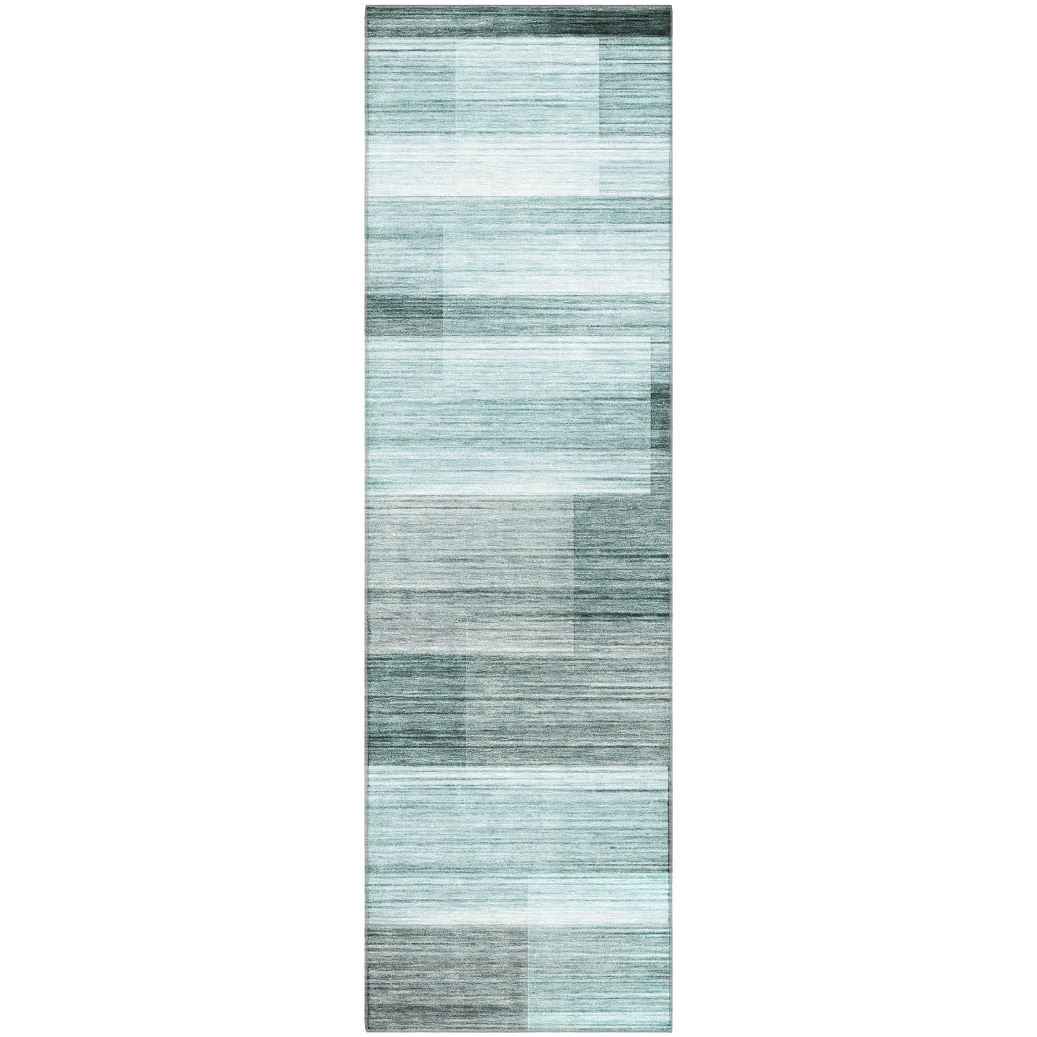 Prague Machine Washable Transitional Teal Rug 2'3" x 7'6" #shape_Runner