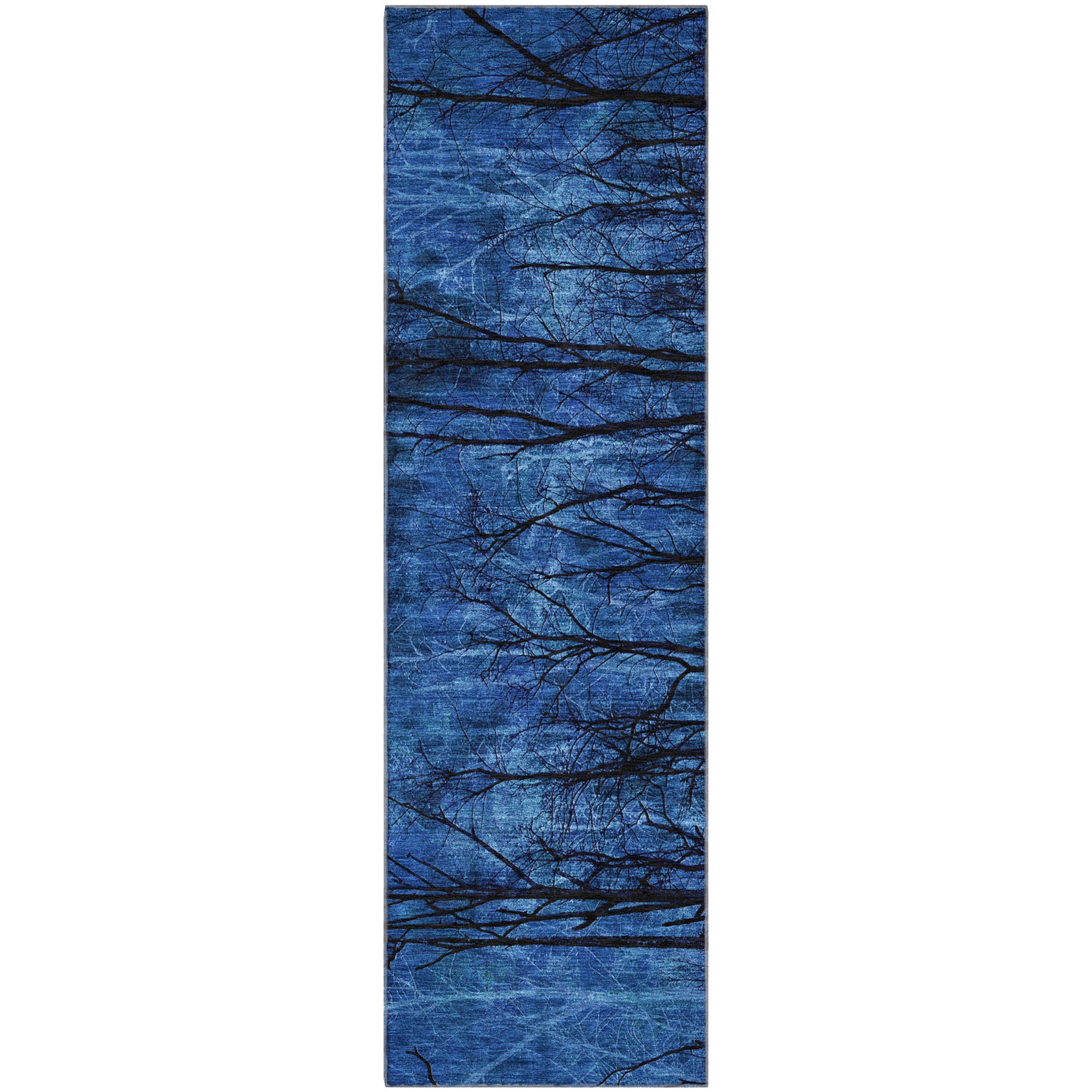 Colombo Machine Washable Transitional Blue Rug 2'3" x 7'6" #shape_Runner
