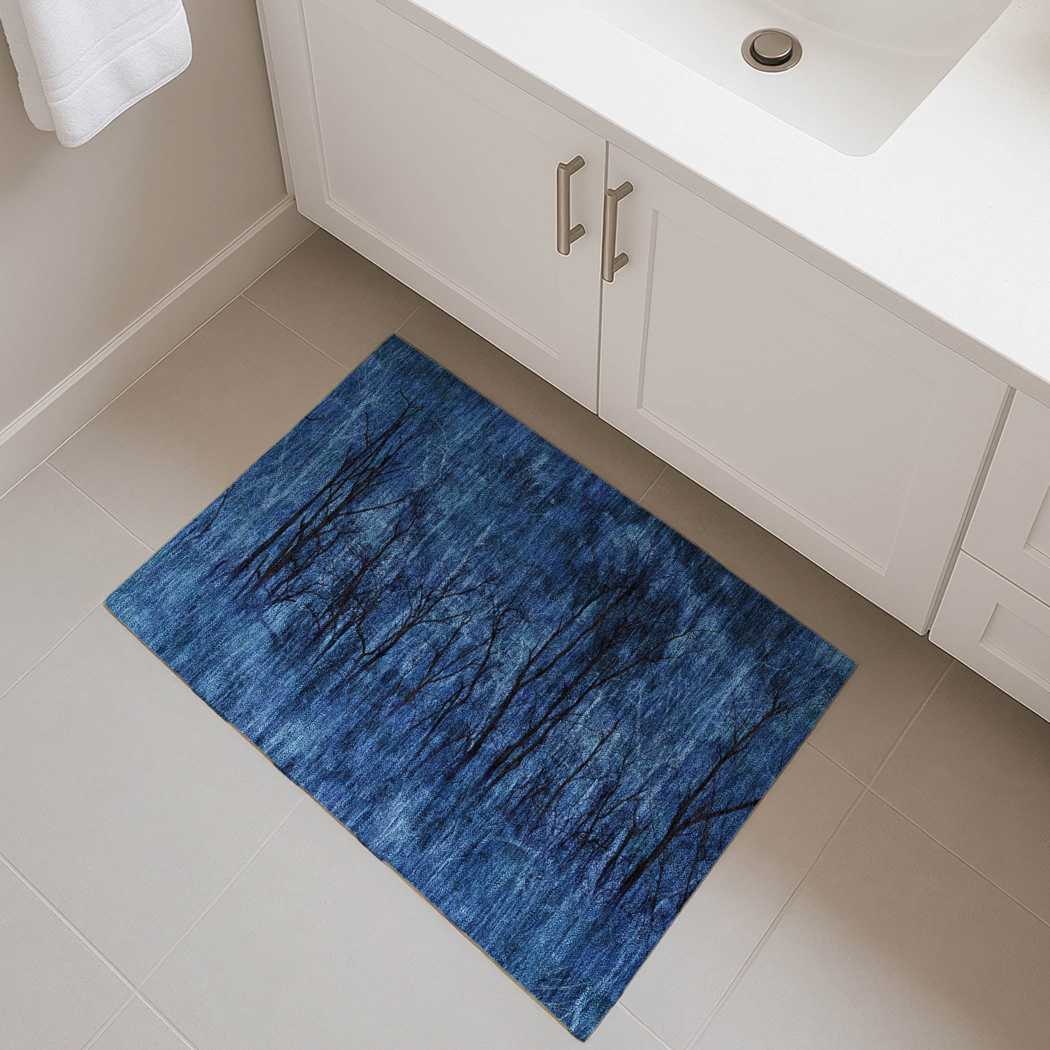Colombo Machine Washable Transitional Blue Rug 1'8" x 2'6" #shape_Rectangle