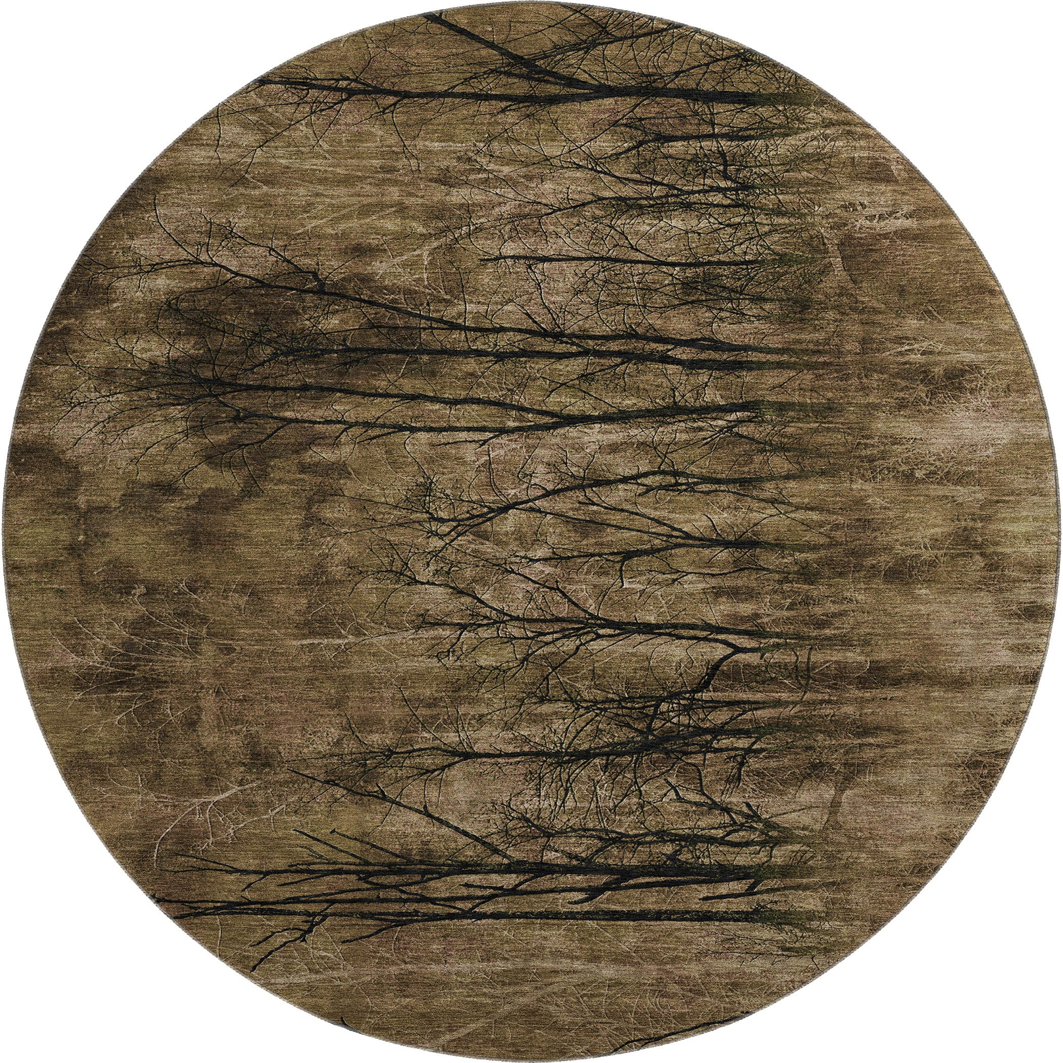 Colombo Machine Washable Transitional Brown Rug 8' x 8' #shape_Round