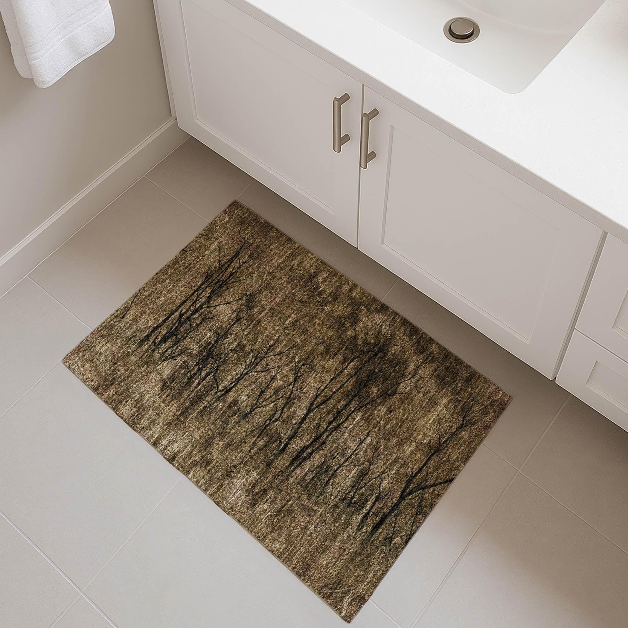 Colombo Machine Washable Transitional Brown Rug 1'8" x 2'6" #shape_Rectangle