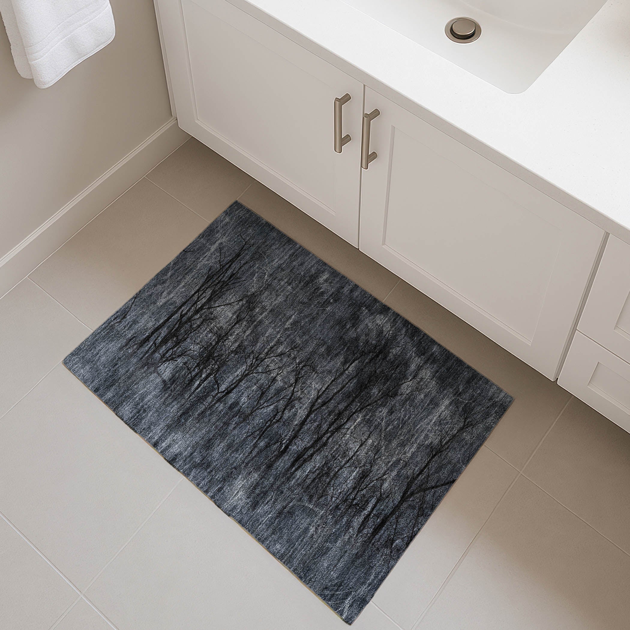 Colombo Machine Washable Transitional Charcoal Gray Rug 1'8" x 2'6" #shape_Rectangle