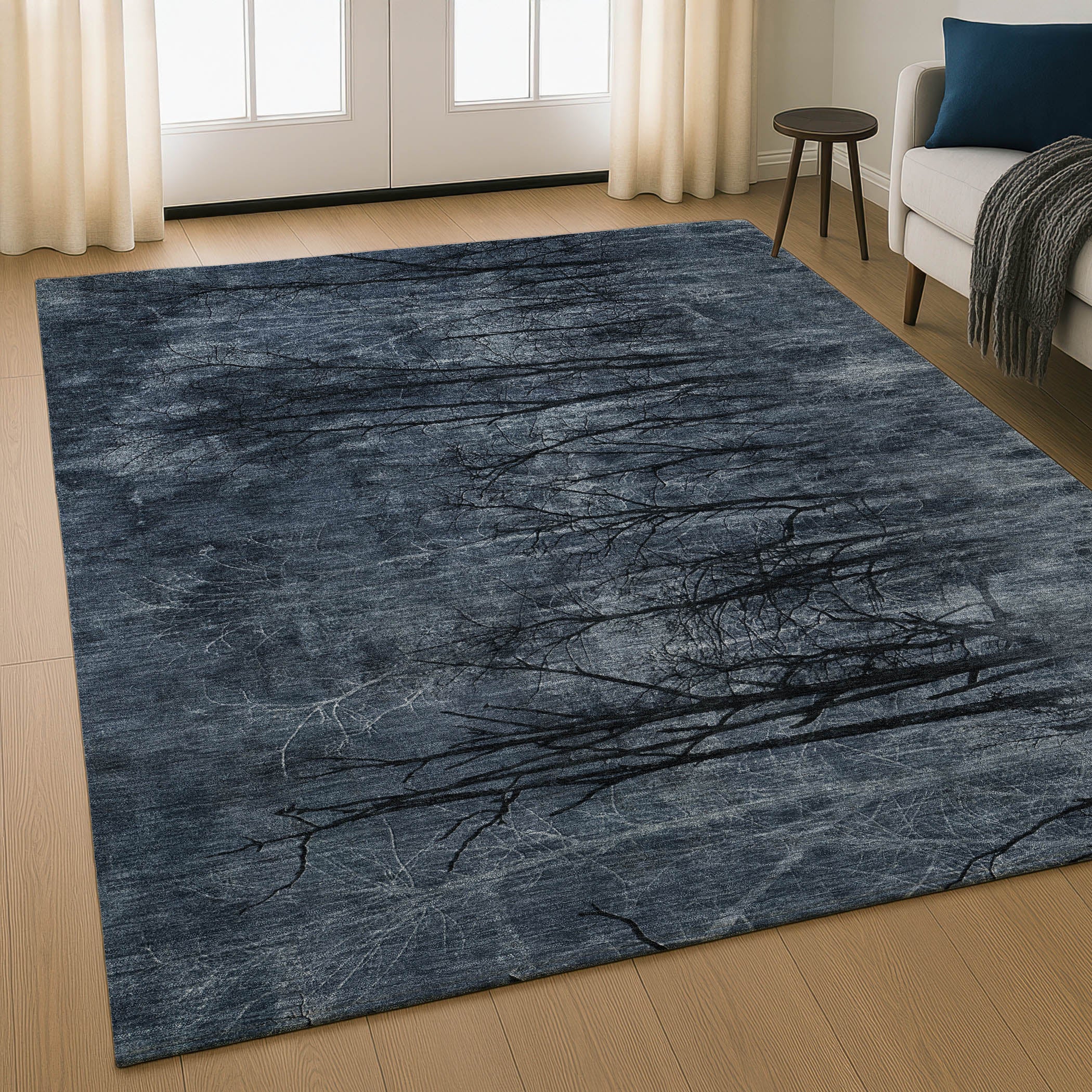 Colombo Machine Washable Transitional Charcoal Gray Rug 2'6" x 3'10" #shape_Rectangle