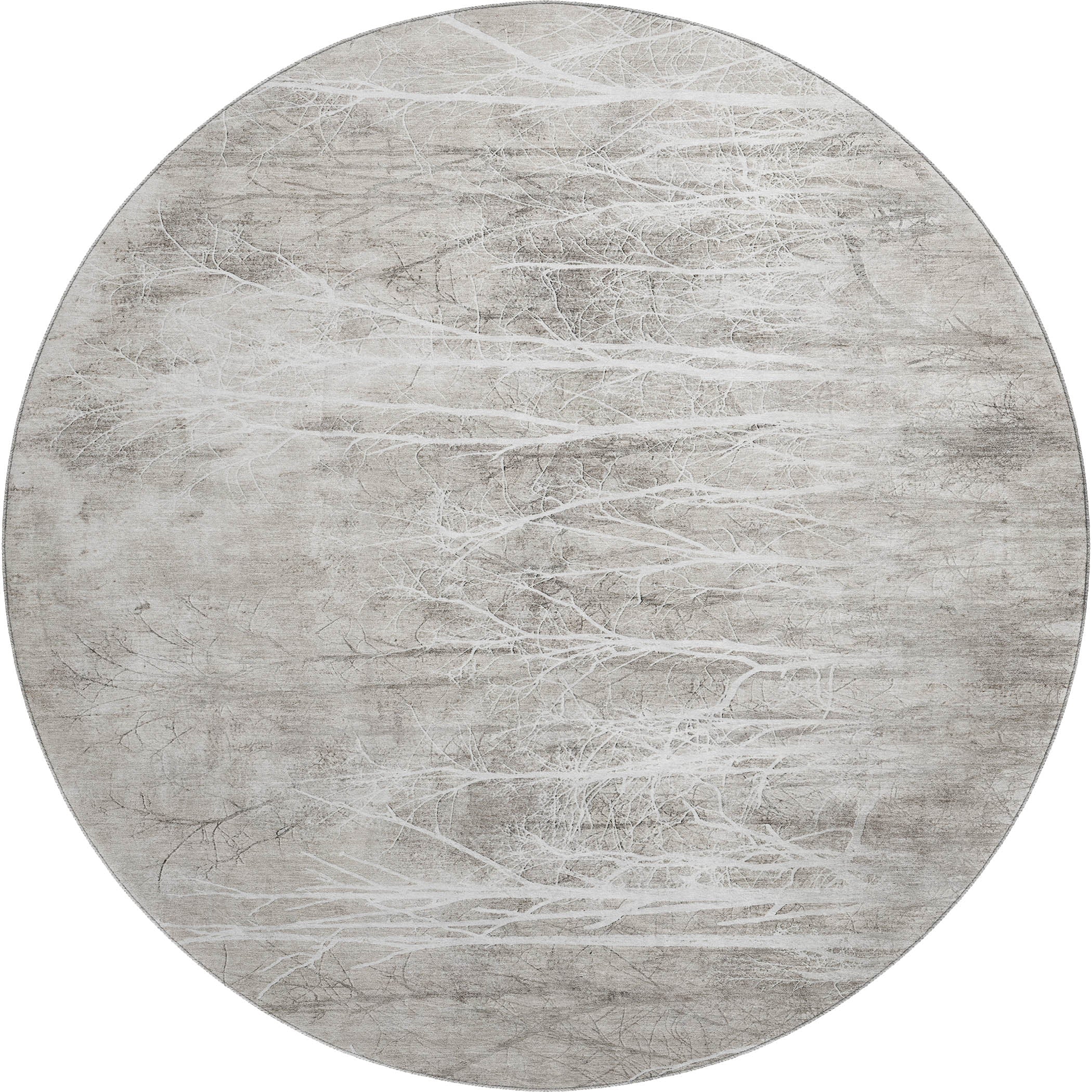 Colombo Machine Washable Transitional Silver Gray Rug 8' x 8' #shape_Round