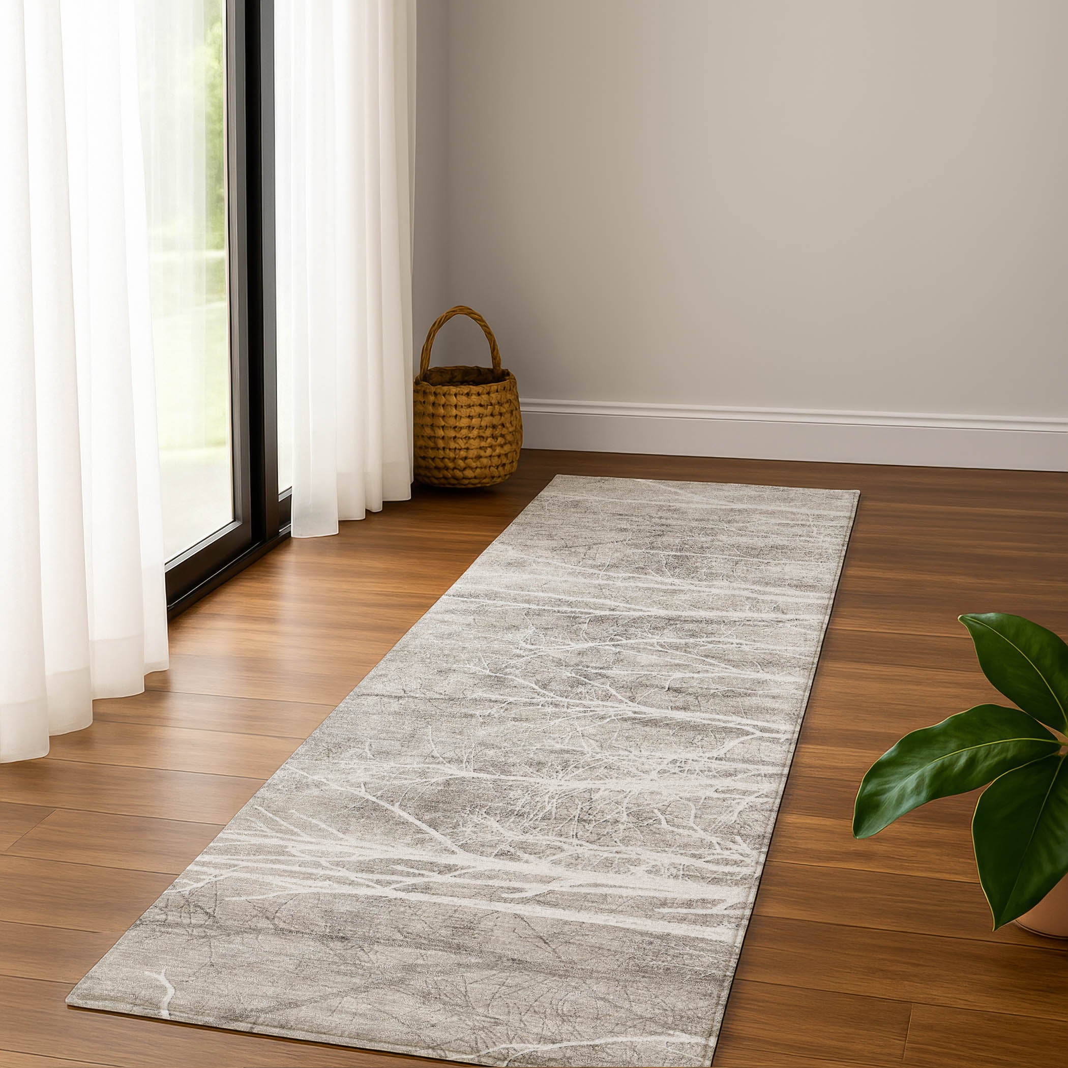 Colombo Machine Washable Transitional Silver Gray Rug 2'3" x 7'6" #shape_Runner