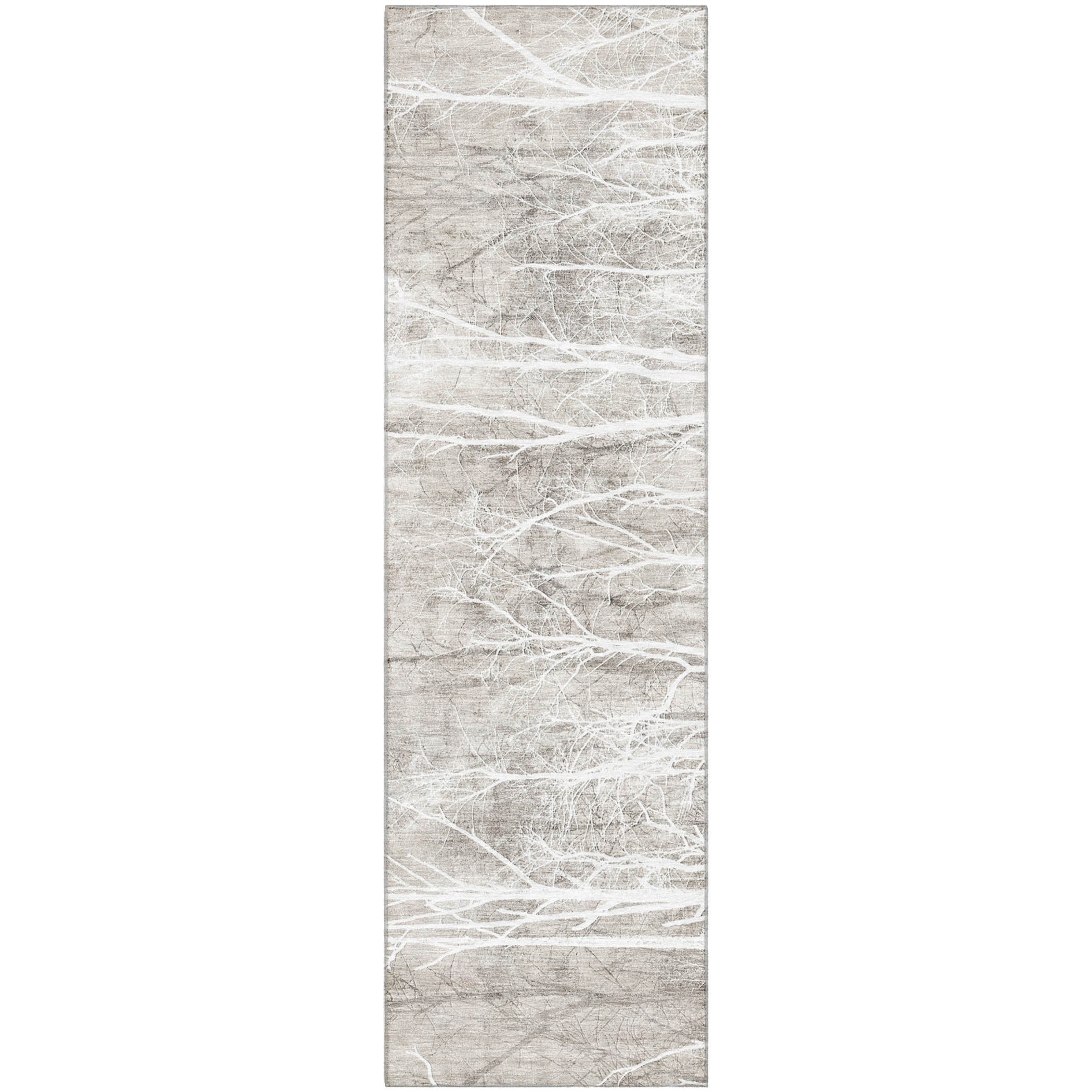 Colombo Machine Washable Transitional Silver Gray Rug 2'3" x 7'6" #shape_Runner