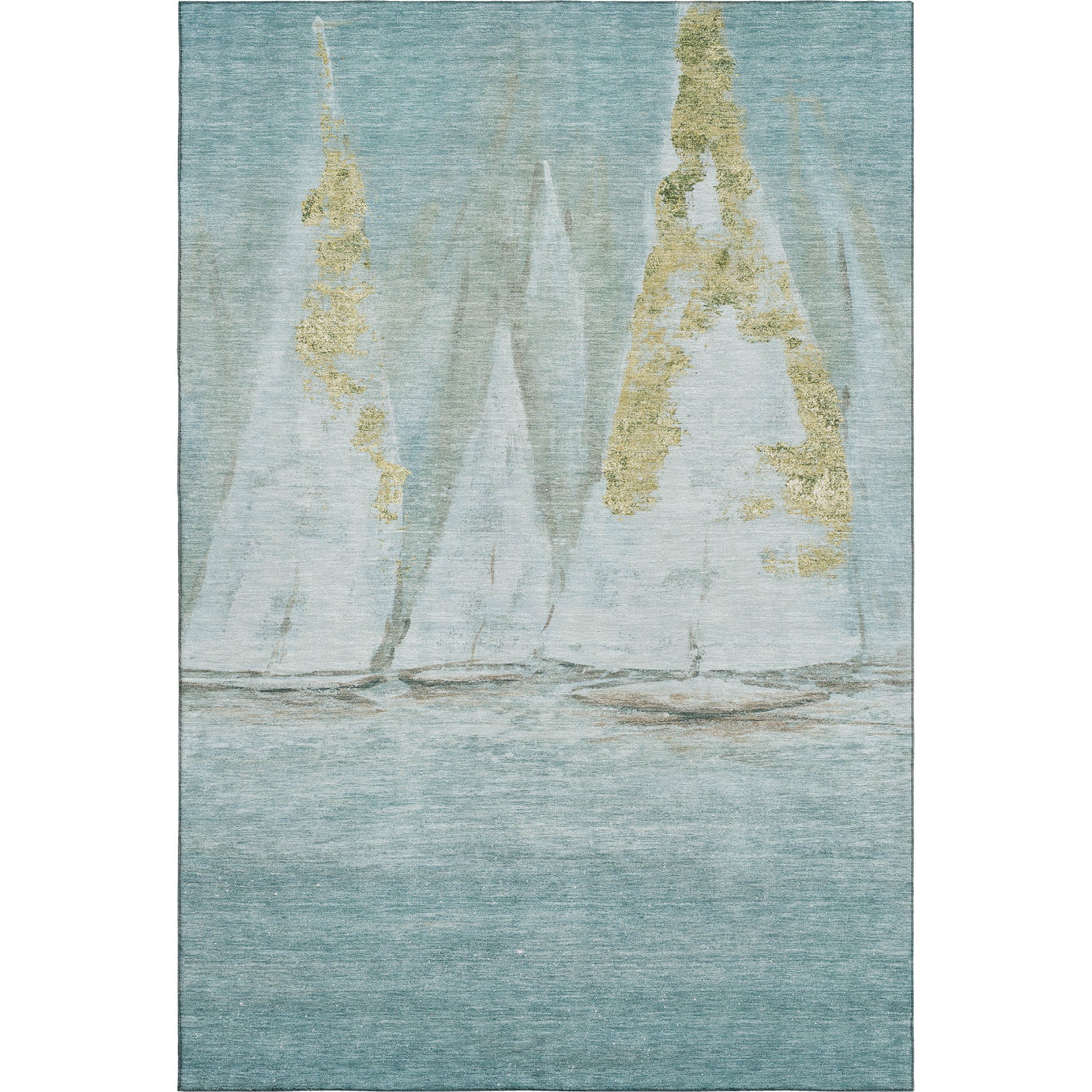 Cairo Machine Washable Transitional Teal Rug 2'6" x 3'10" #shape_Rectangle