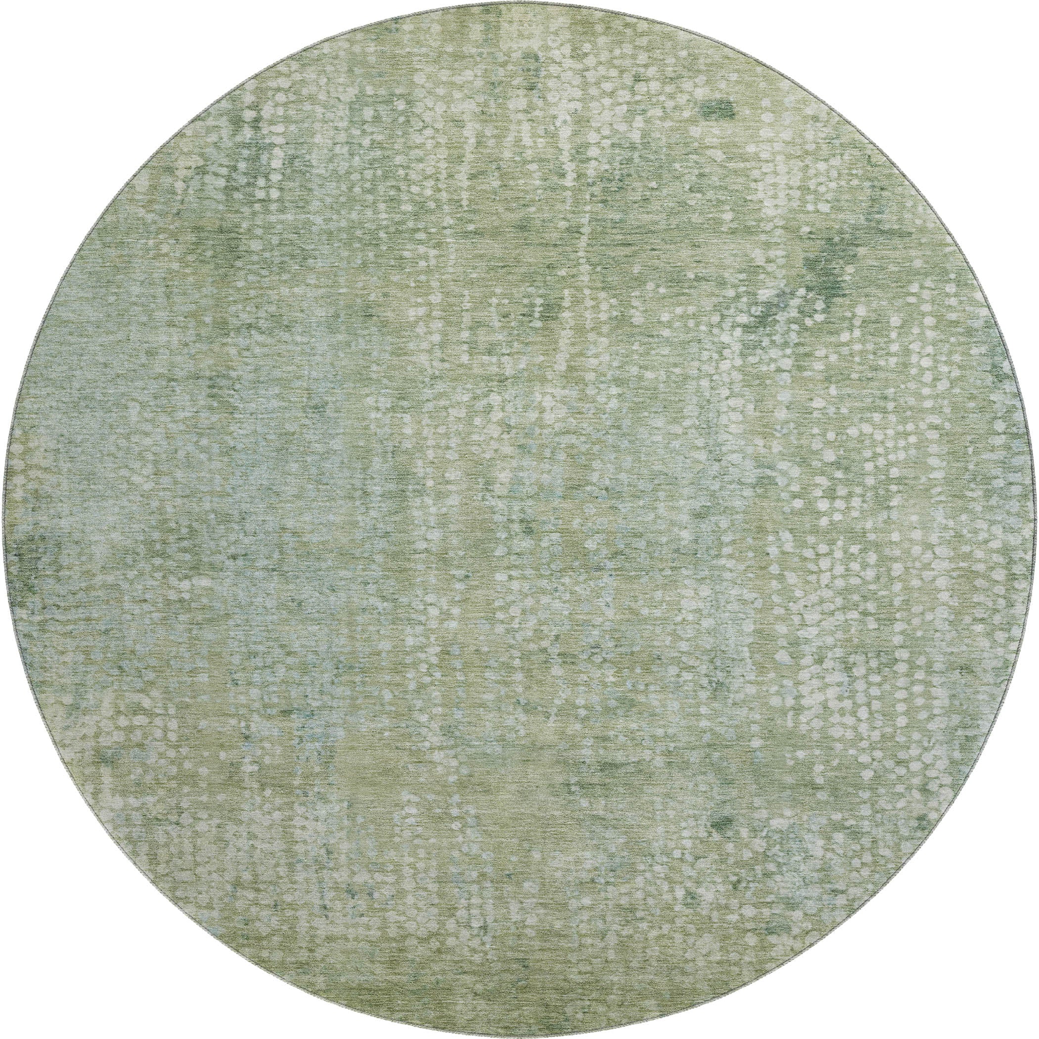 Baku Machine Washable Transitional Green Rug 8' x 8' #shape_Round