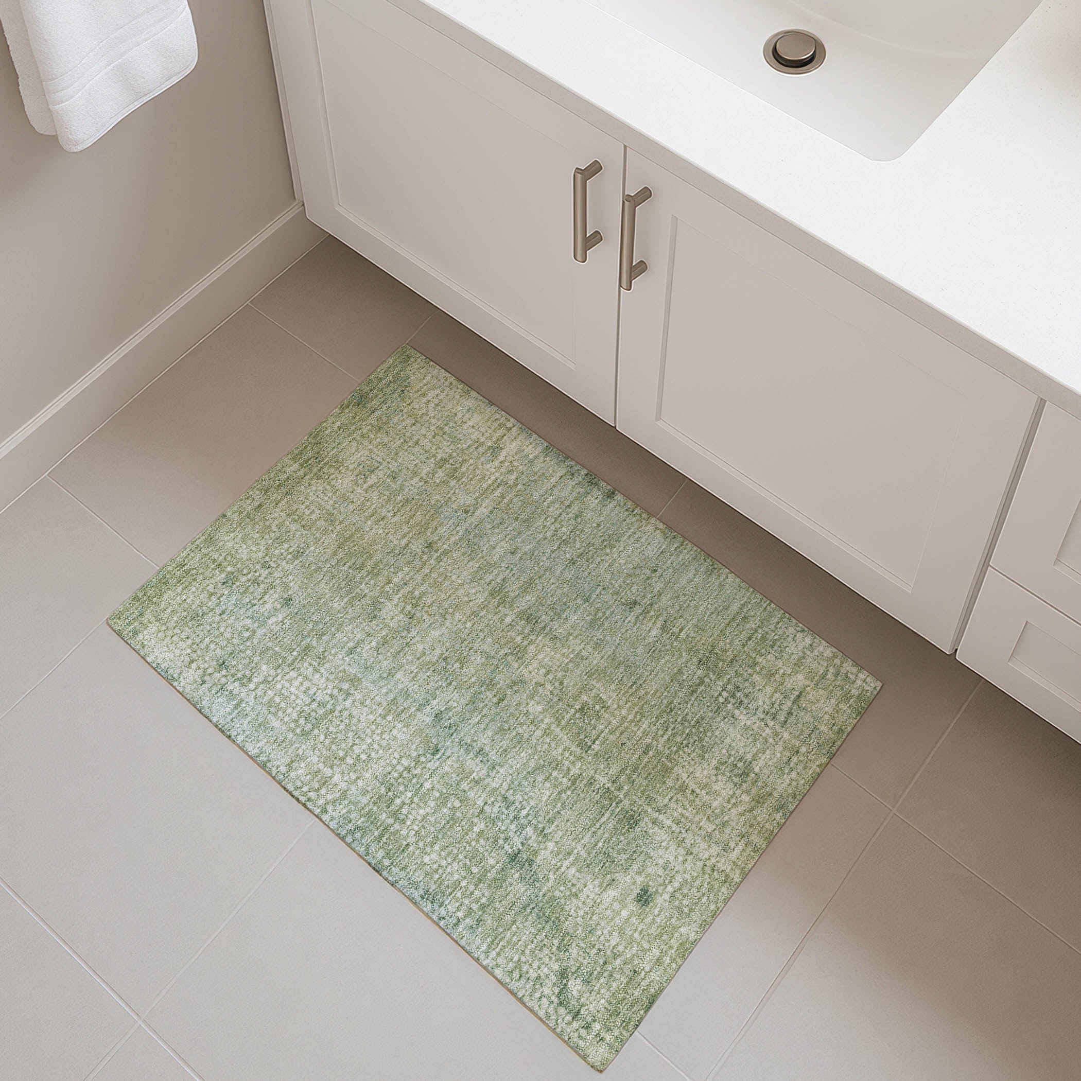 Baku Machine Washable Transitional Green Rug 1'8" x 2'6" #shape_Rectangle