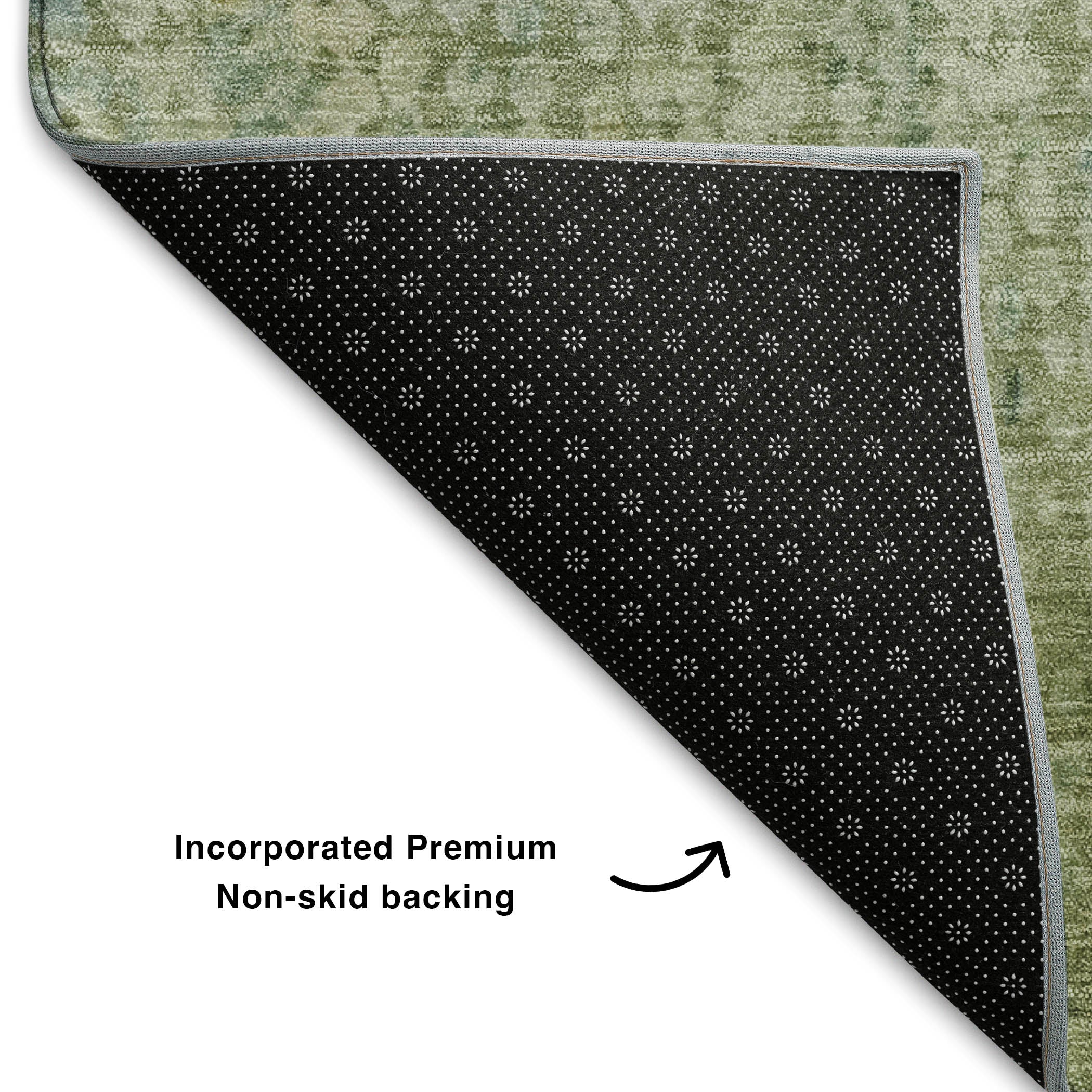 Baku Machine Washable Transitional Green Rug 1'8" x 2'6" #shape_Rectangle