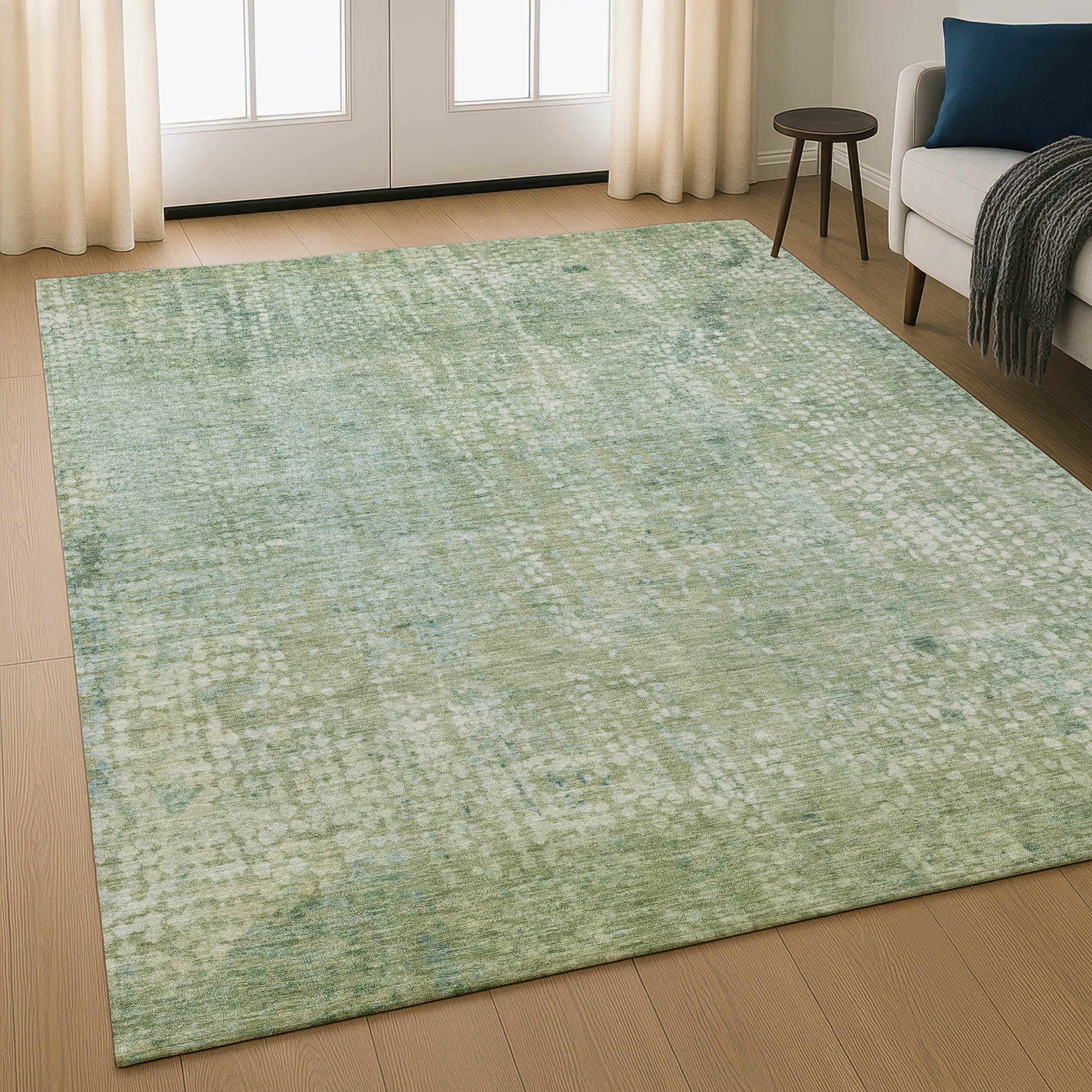 Baku Machine Washable Transitional Green Rug 2'6" x 3'10" #shape_Rectangle