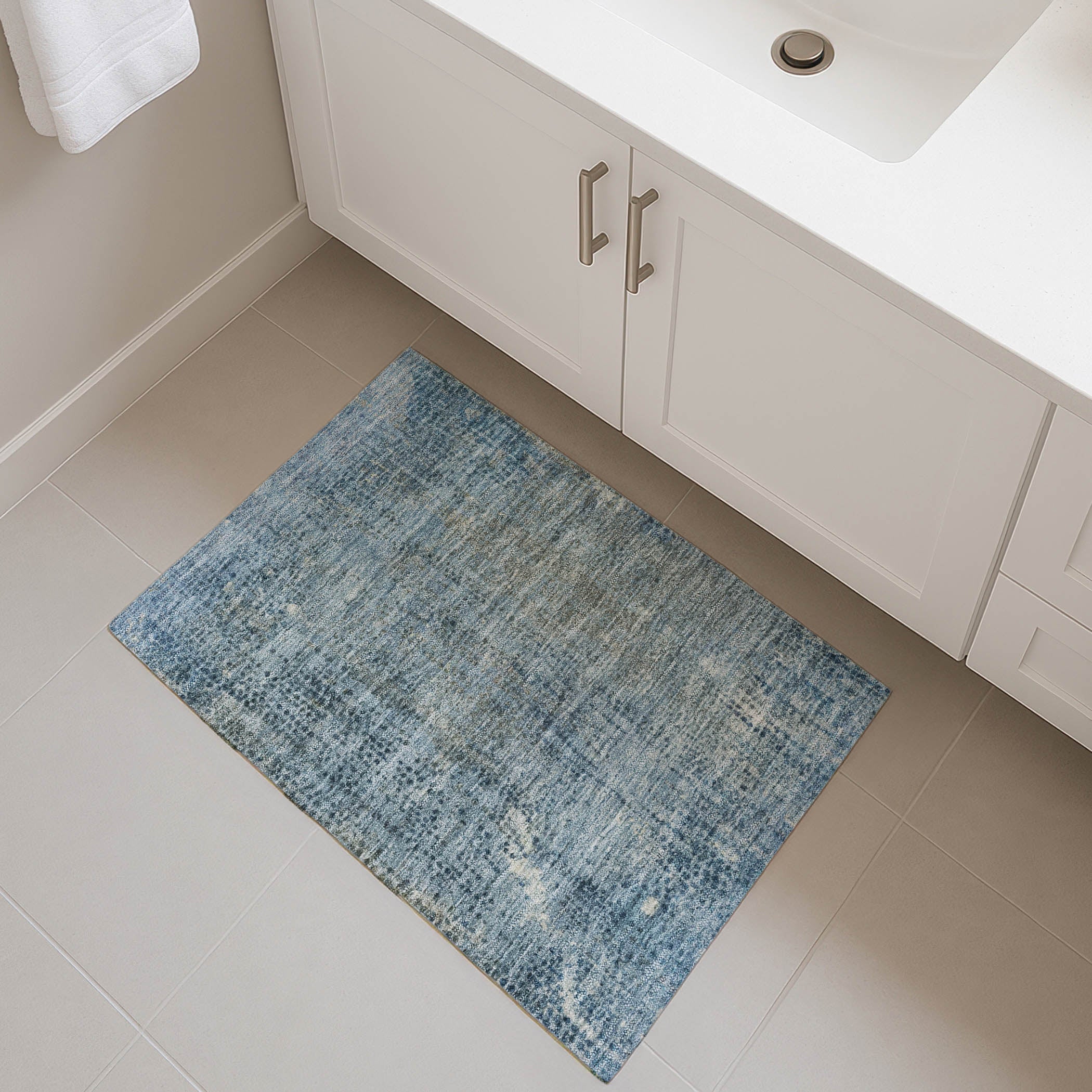 Prague Machine Washable Transitional Blue Rug 1'8" x 2'6" #shape_Rectangle