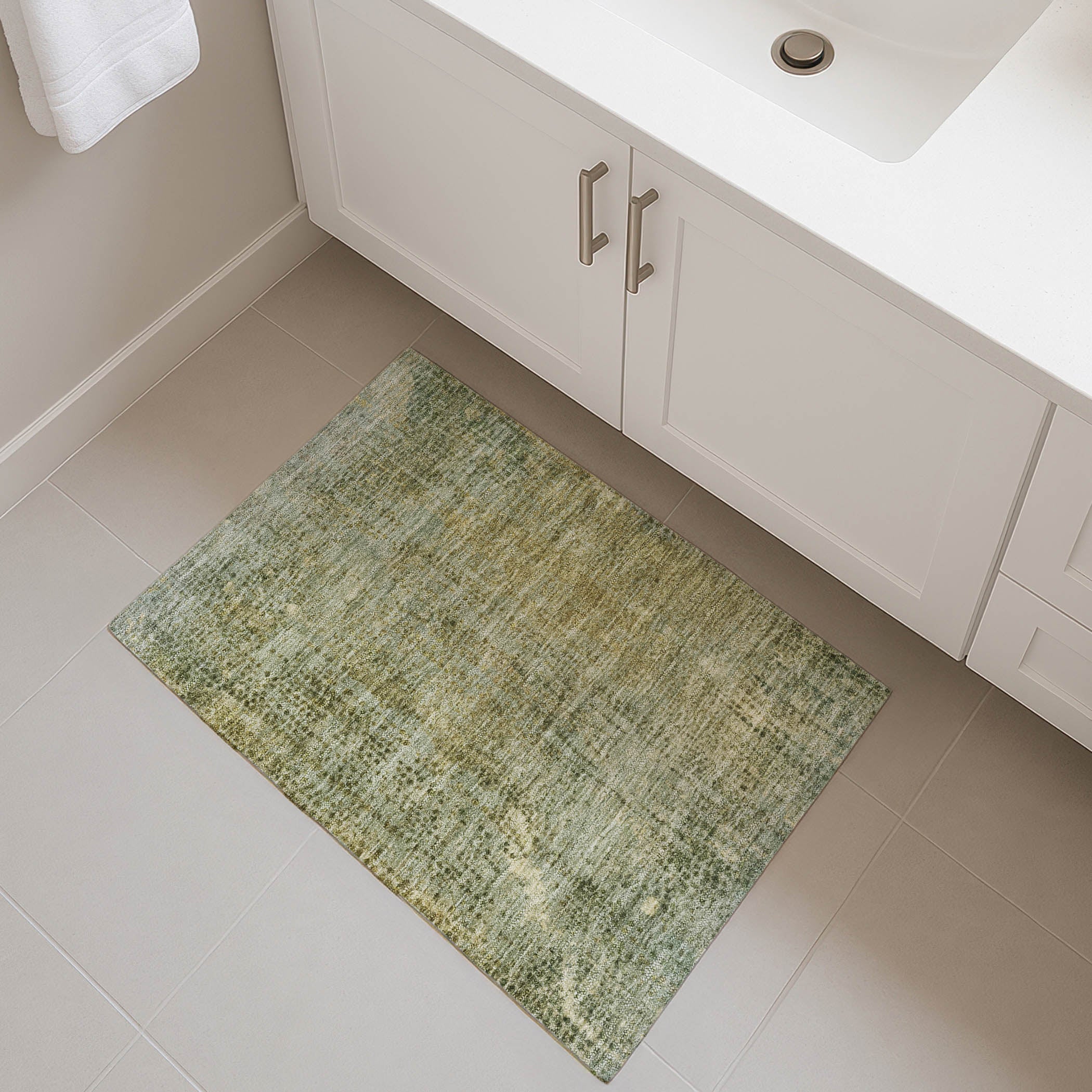 Prague Machine Washable Transitional Green Rug 1'8" x 2'6" #shape_Rectangle